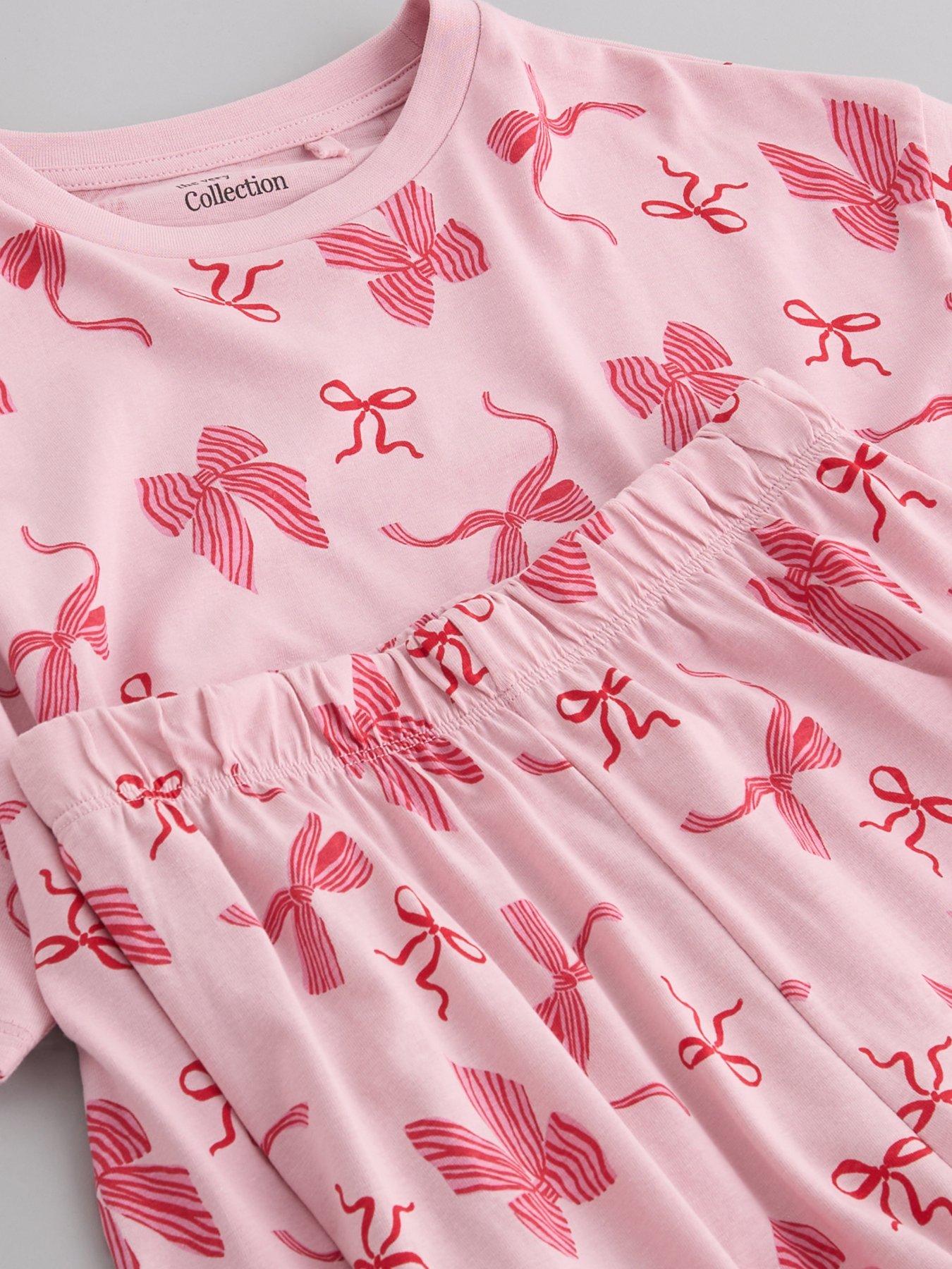 Image 3 of 4 of The Very Collection Girls Bow Print Jersey Short Sleeve Pyjama