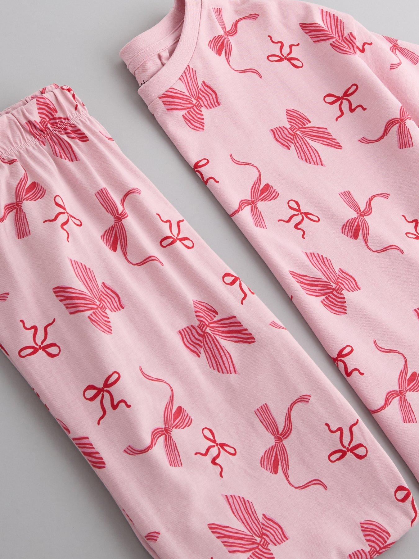 Image 4 of 4 of The Very Collection Girls Bow Print Jersey Short Sleeve Pyjama