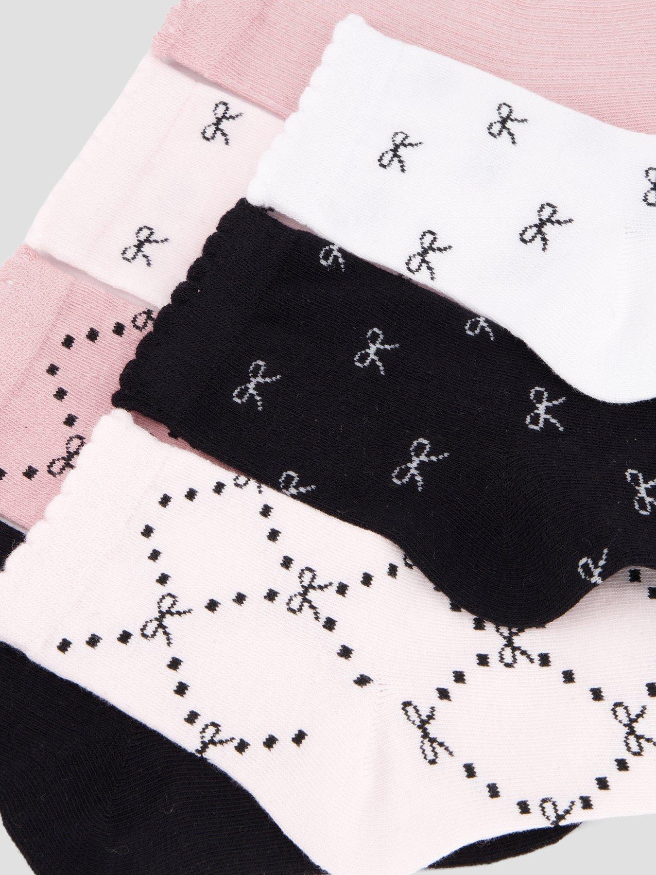 Image 3 of 3 of The Very Collection Older Girls 7 Pack Bow Print Pink Socks - Multi