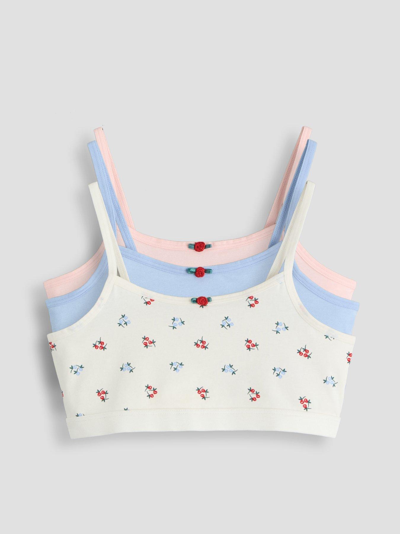 Image 1 of 5 of The Very Collection Older Girls Blue Floral Print Crop Top 3pk
