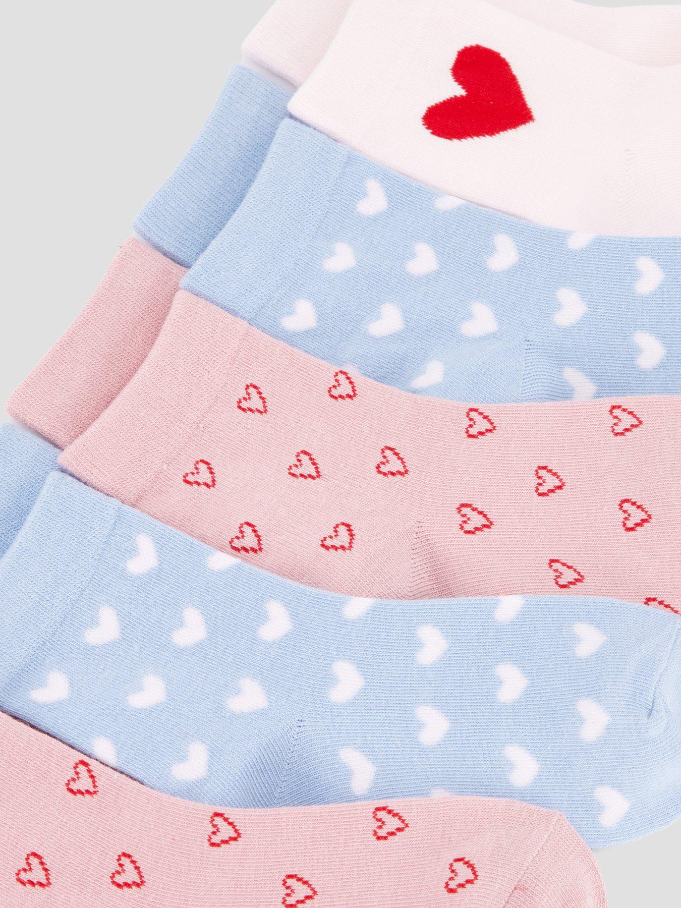 Image 3 of 3 of The Very Collection Older Girls Heart Print 5 Pack Socks - Multi