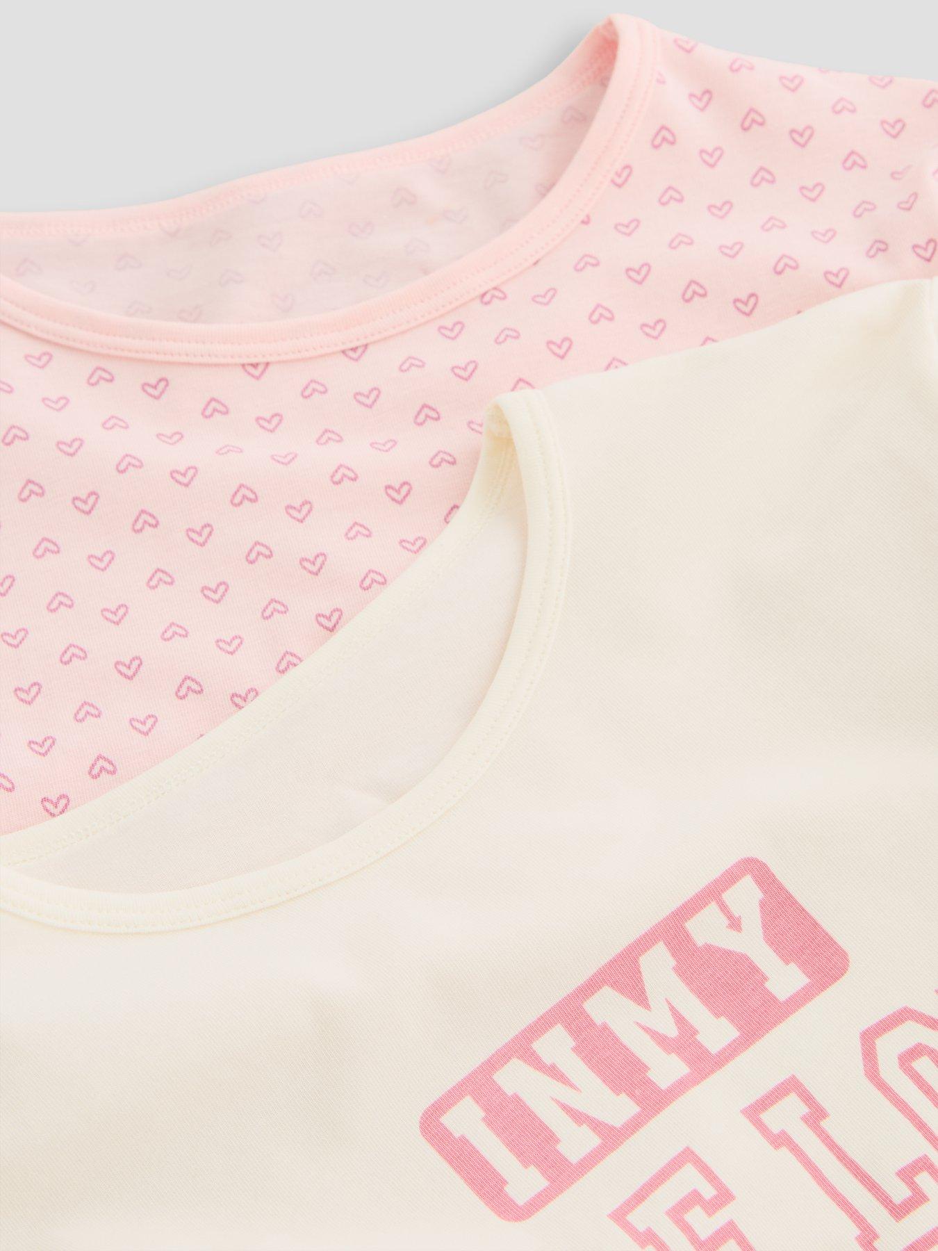 Image 4 of 5 of The Very Collection Older Girls 2 Pack Self Love Club Heart Pj - Cream