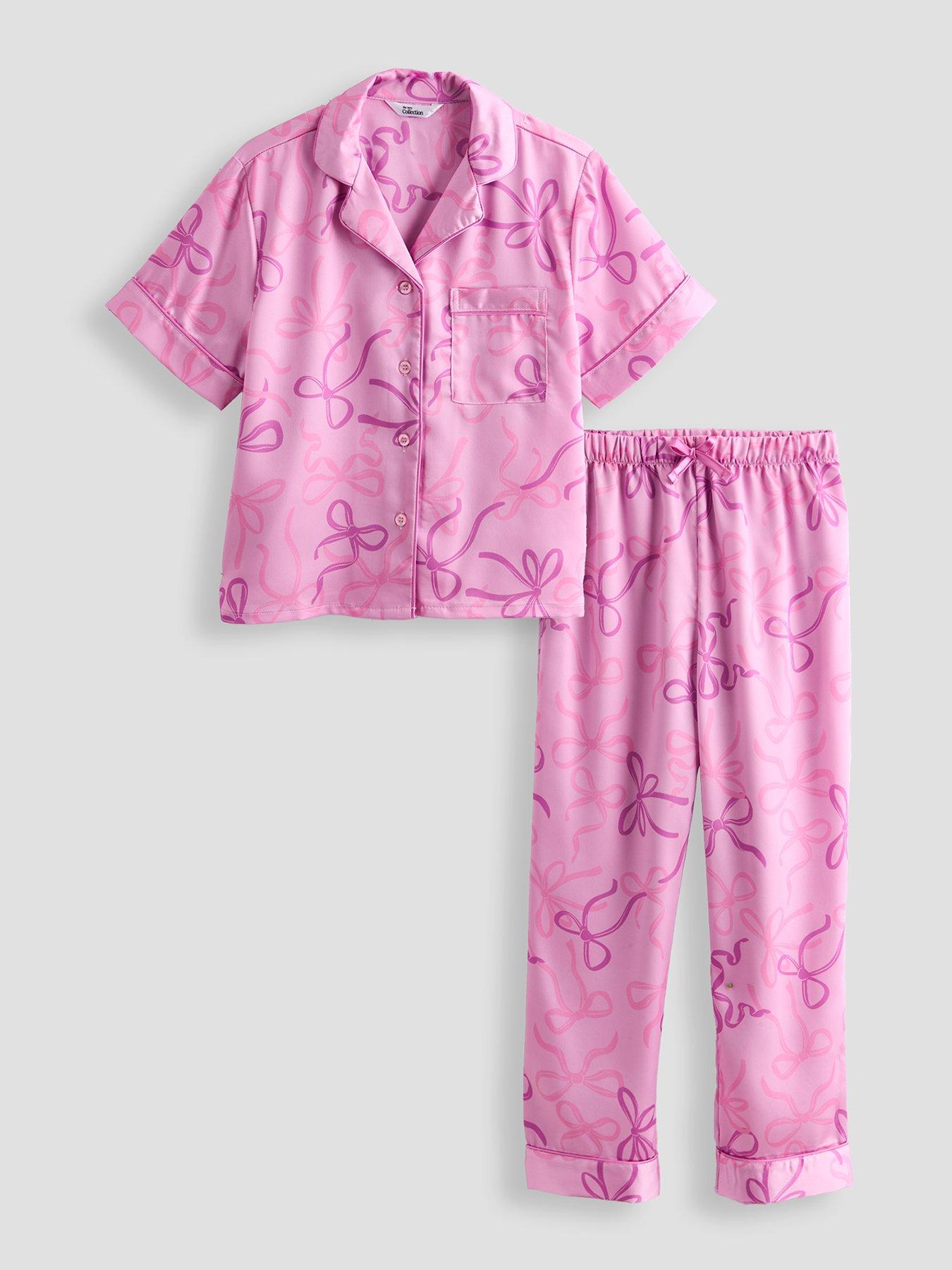 The Very Collection Older Girls Satin Bow PJ Set - Pink