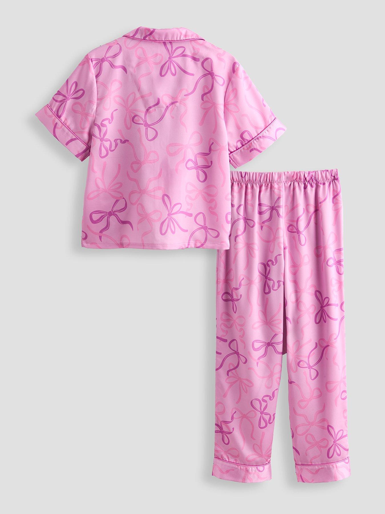 Image 2 of 4 of The Very Collection Girls Satin Bow Short Sleeve Pyjama