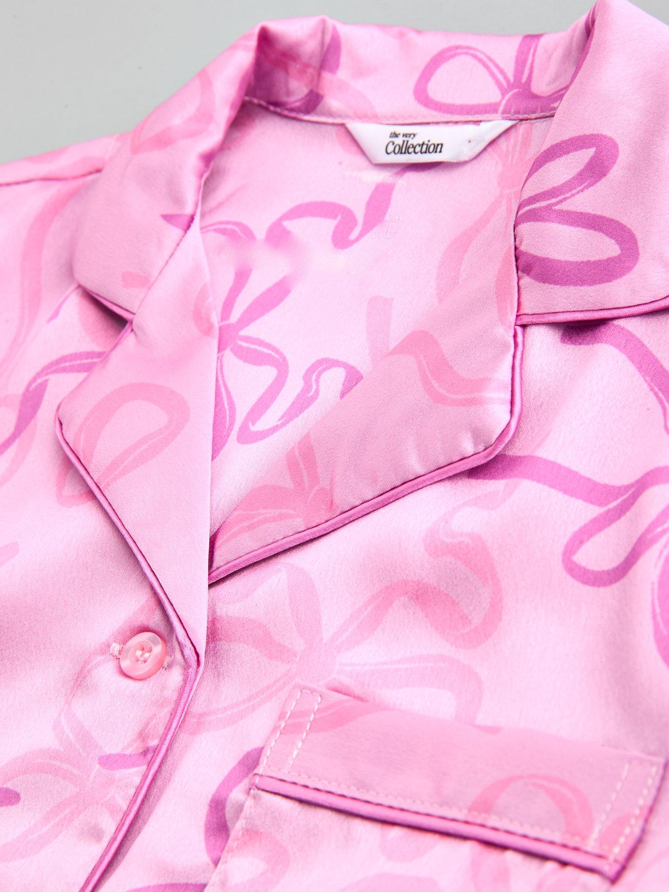 Image 3 of 4 of The Very Collection Girls Satin Bow Short Sleeve Pyjama