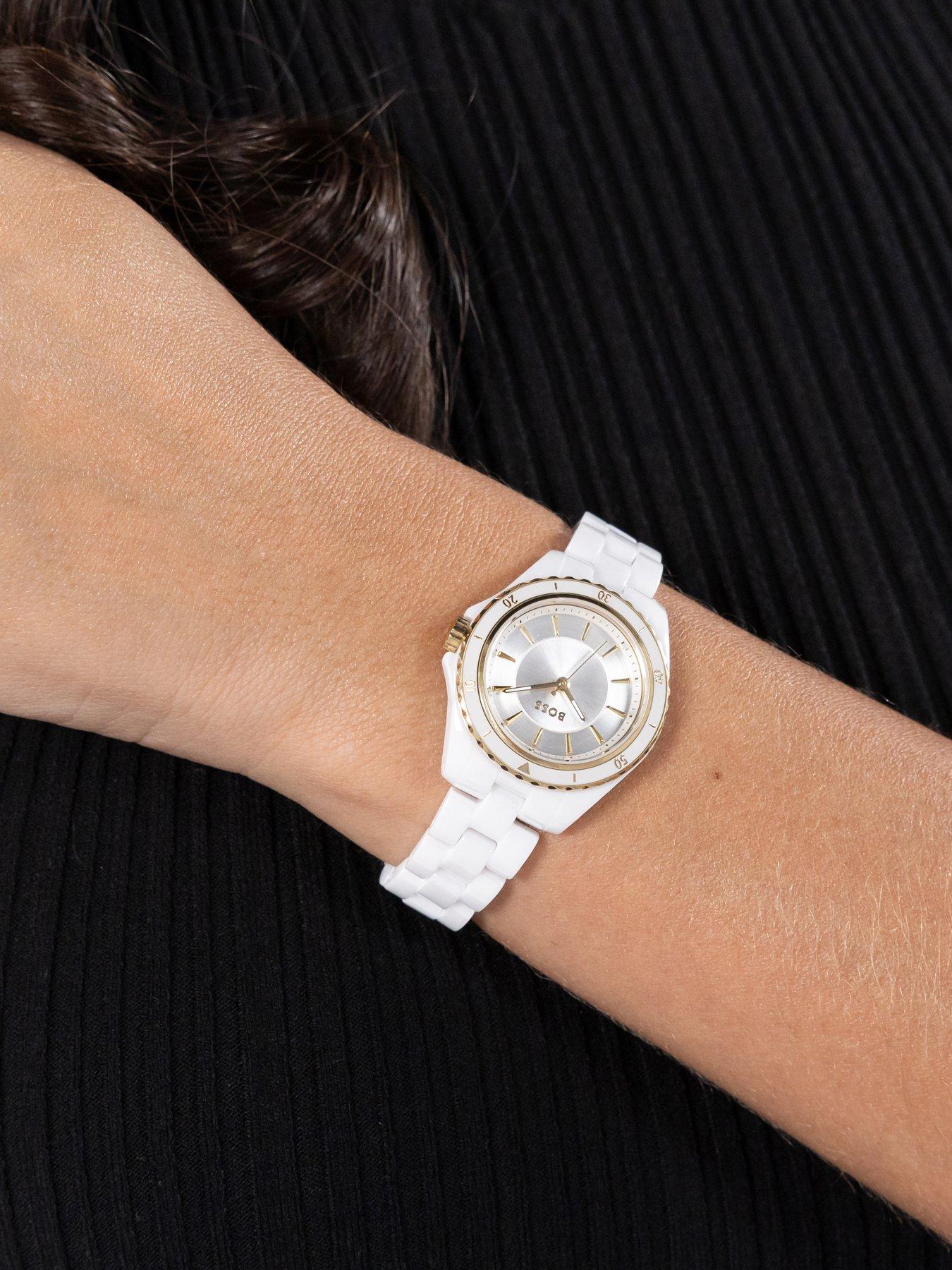 Image 4 of 8 of BOSS Ladies Sage Aqua White Ceramic Watch