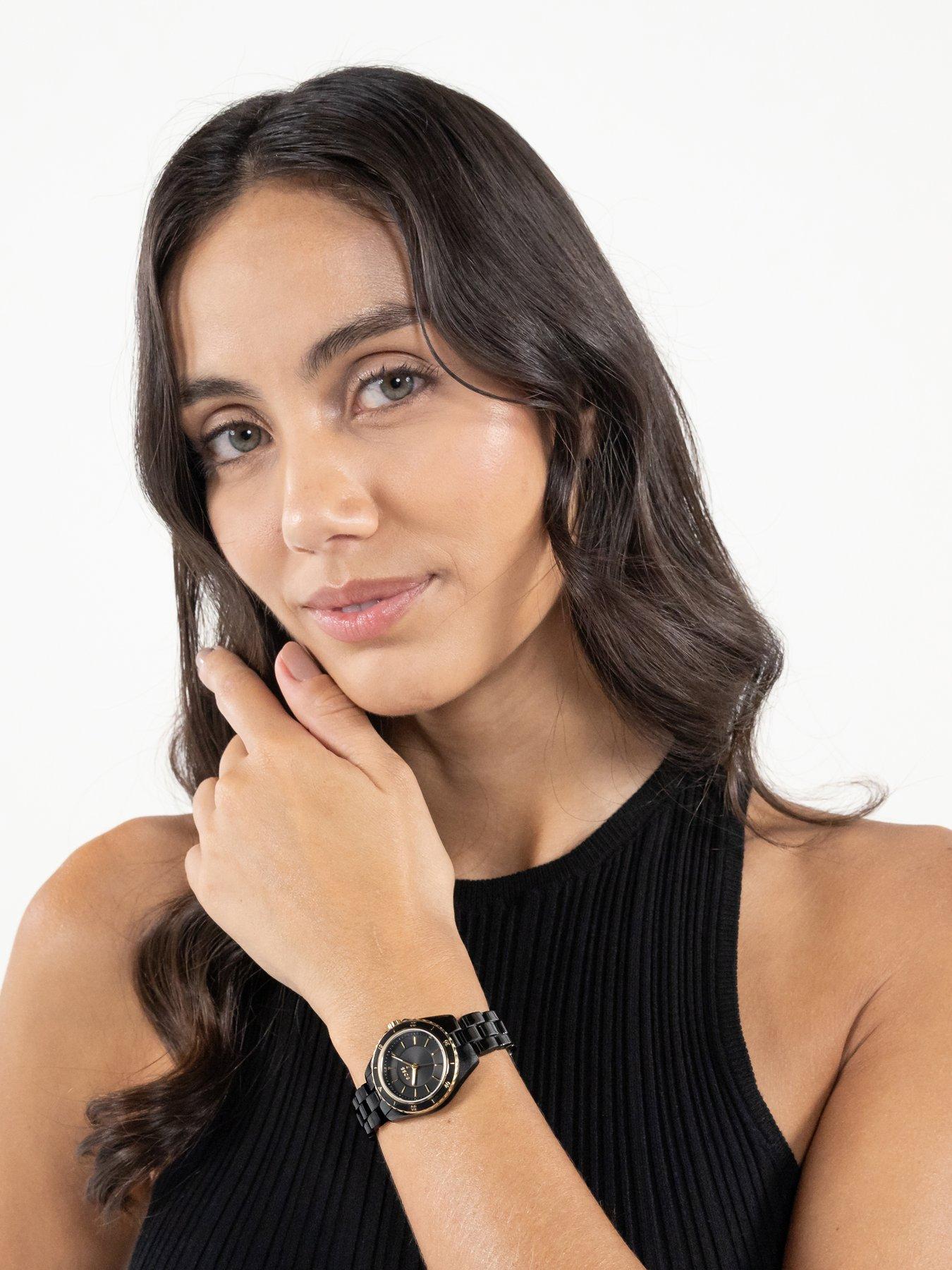 Image 4 of 8 of BOSS Ladies Sage Aqua Black Ceramic Watch