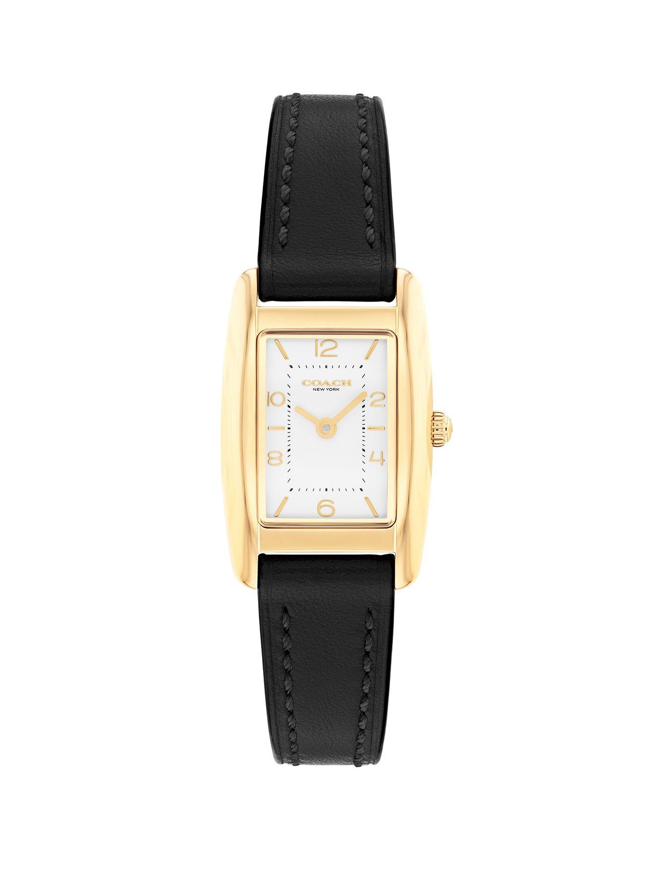 COACH Ladies Reese Black Leather Strap Watch
