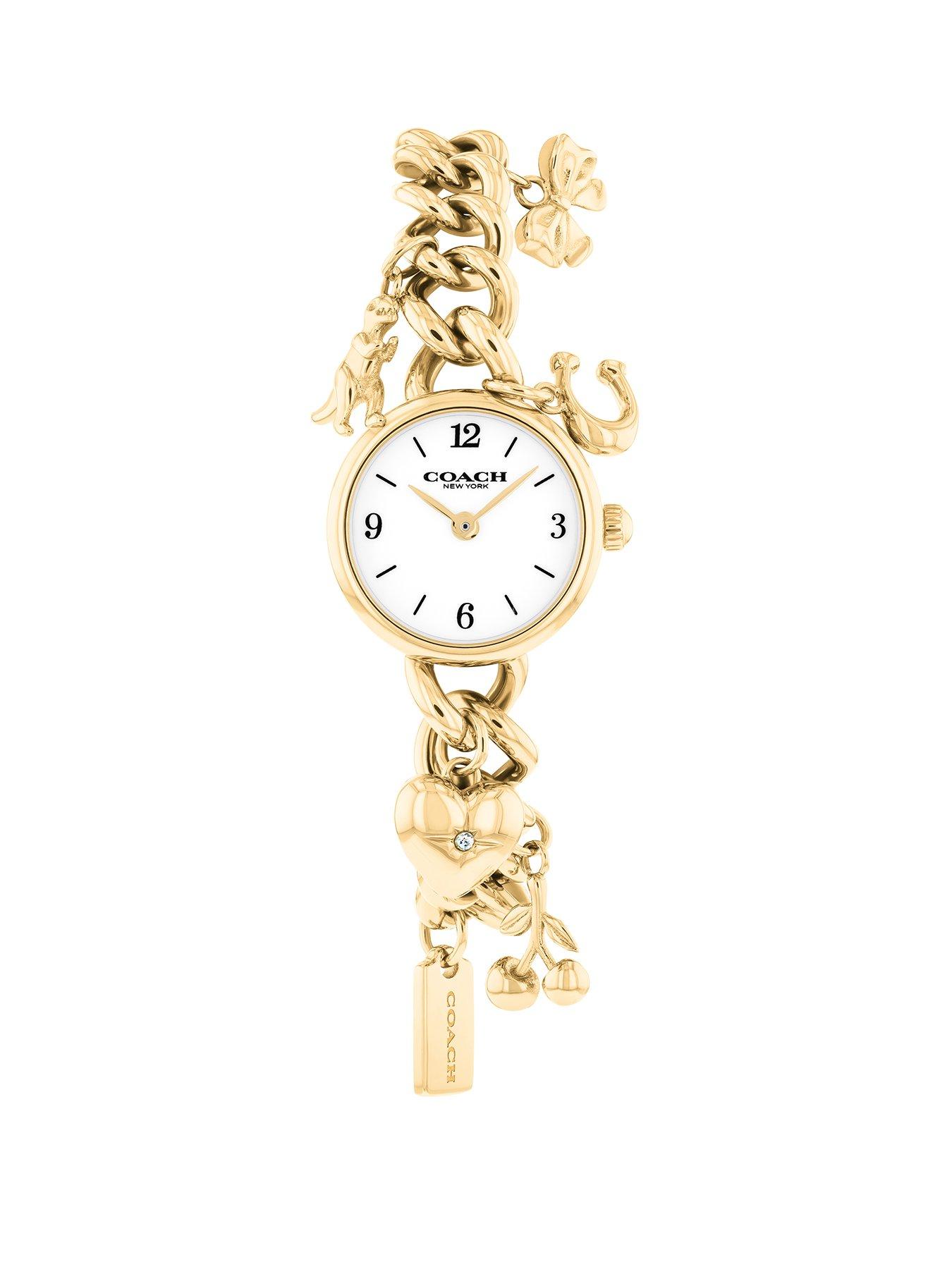 Image 1 of 6 of COACH Coach Ladies Iris Gold Plated Charm Bracelet Watch