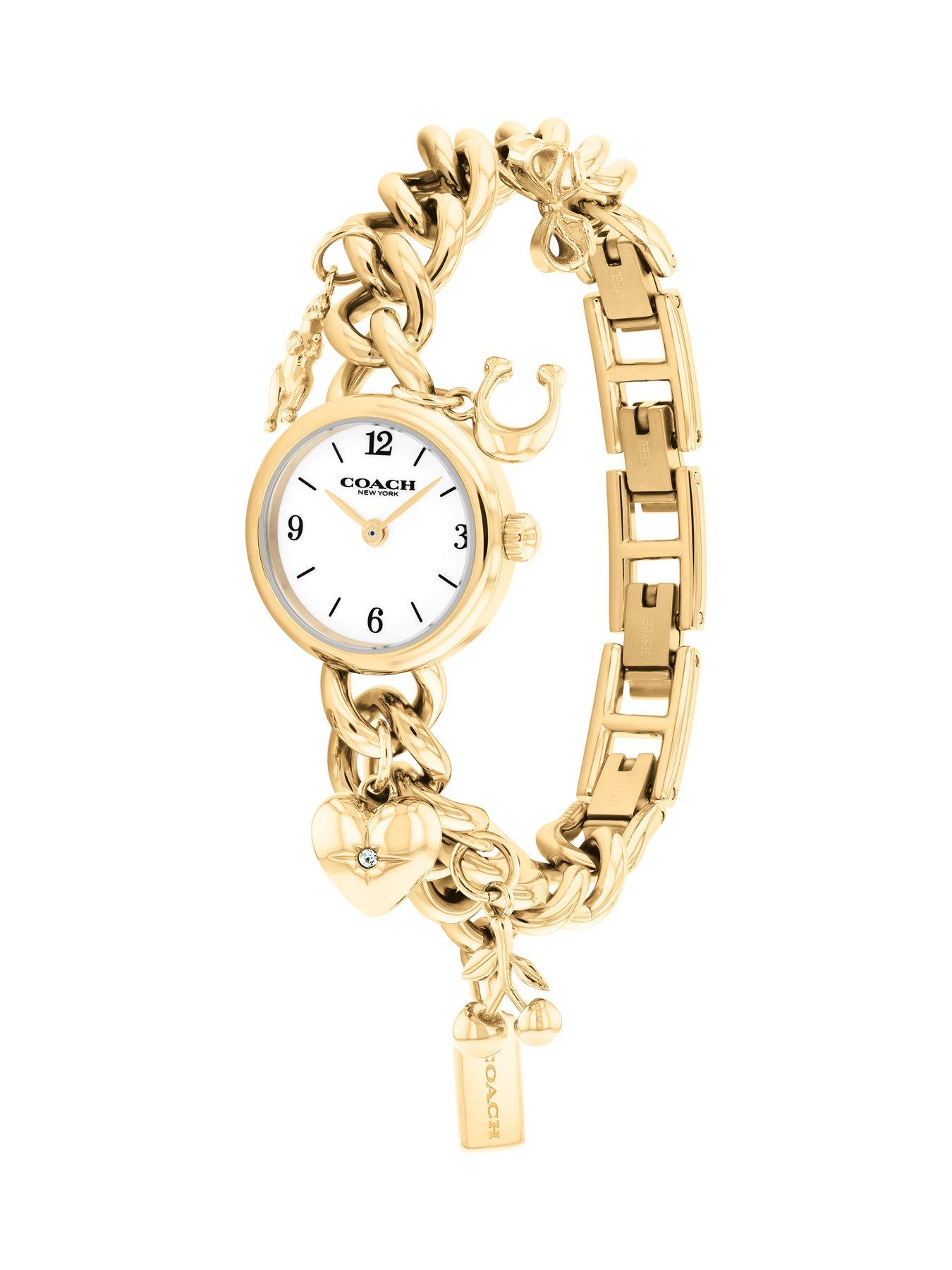 Image 3 of 6 of COACH Coach Ladies Iris Gold Plated Charm Bracelet Watch