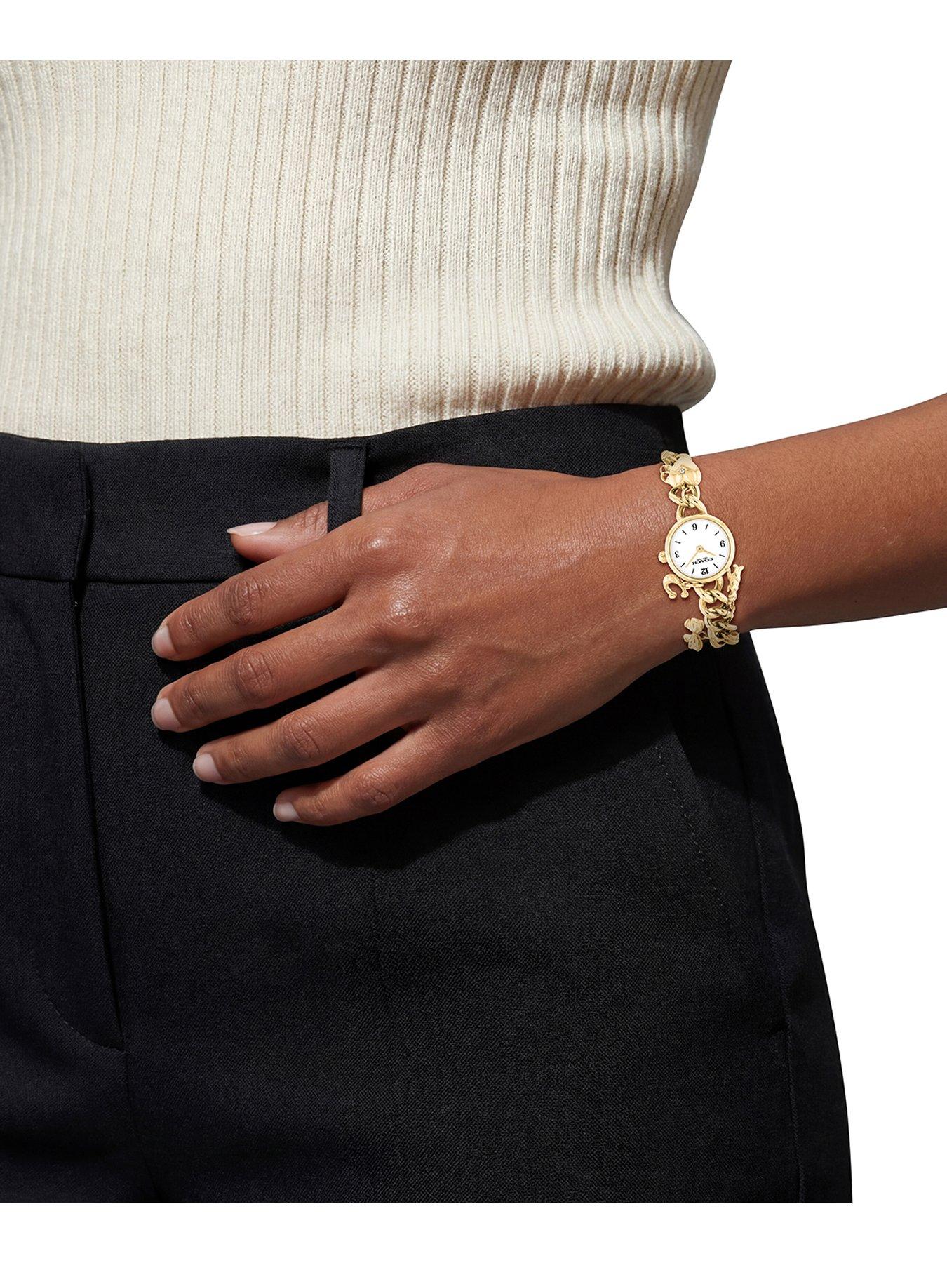 Image 5 of 6 of COACH Coach Ladies Iris Gold Plated Charm Bracelet Watch