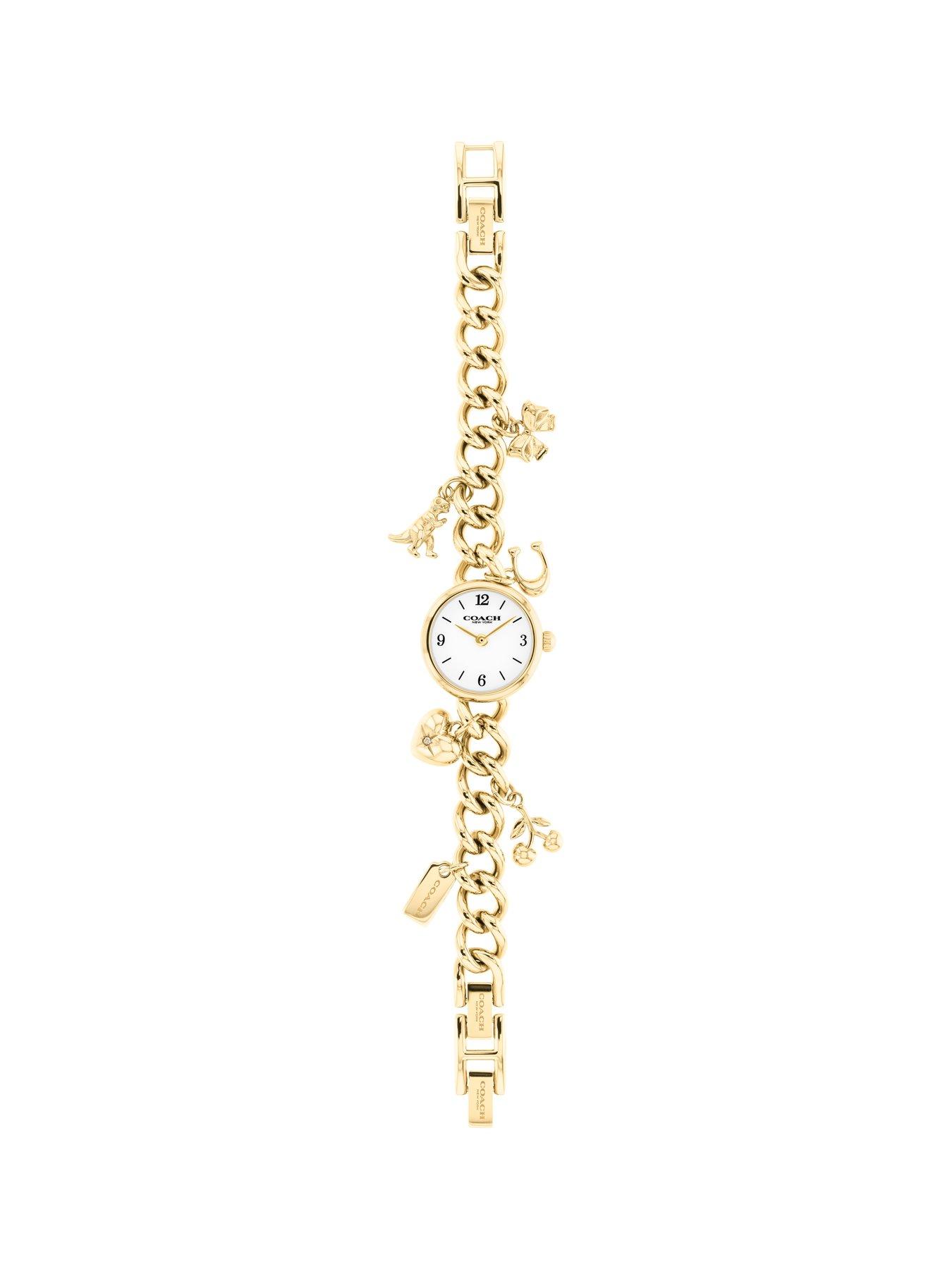 Image 6 of 6 of COACH Coach Ladies Iris Gold Plated Charm Bracelet Watch
