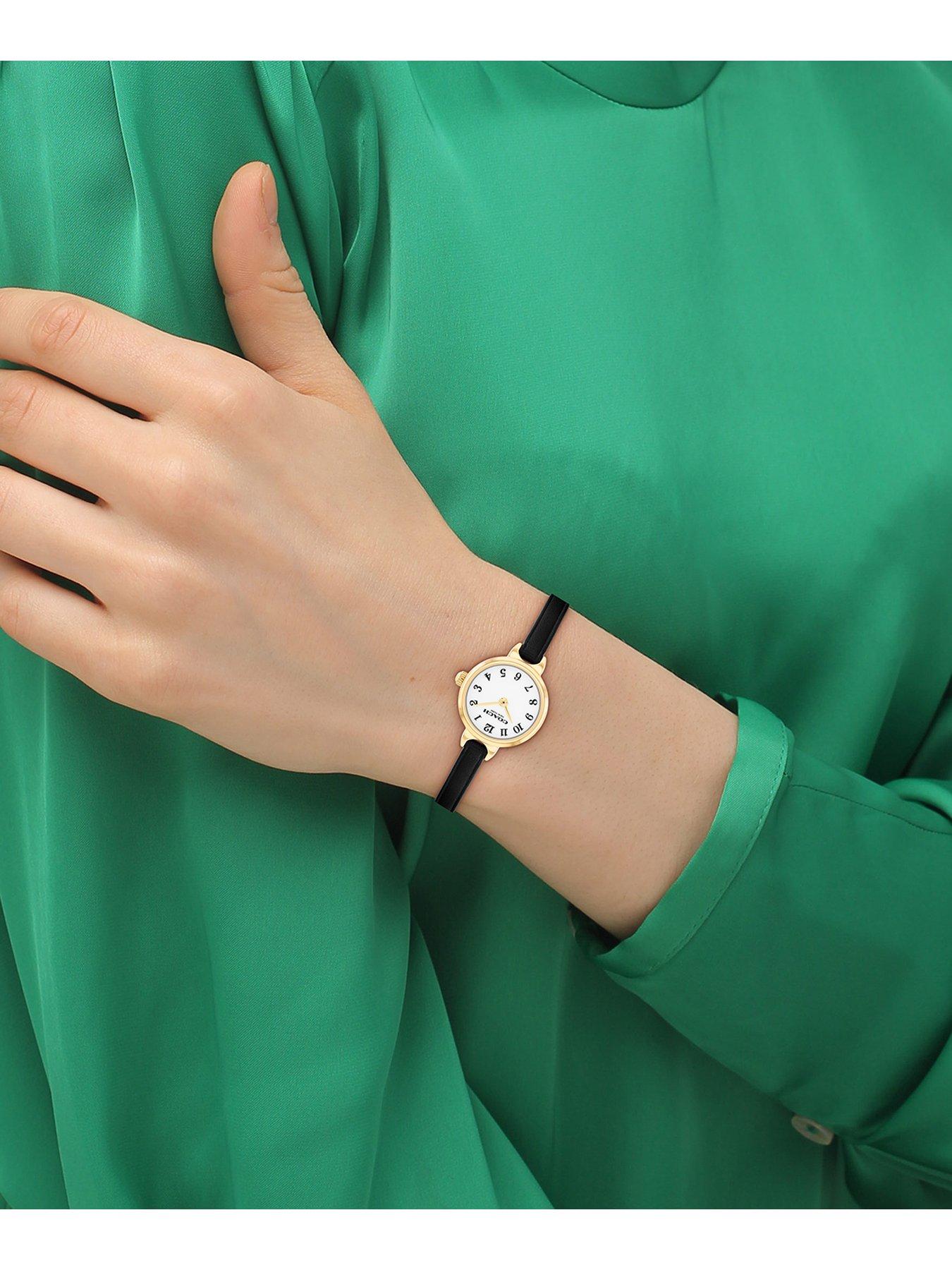 Image 4 of 5 of COACH Coach Ladies Iris Black Leather Strap Watch