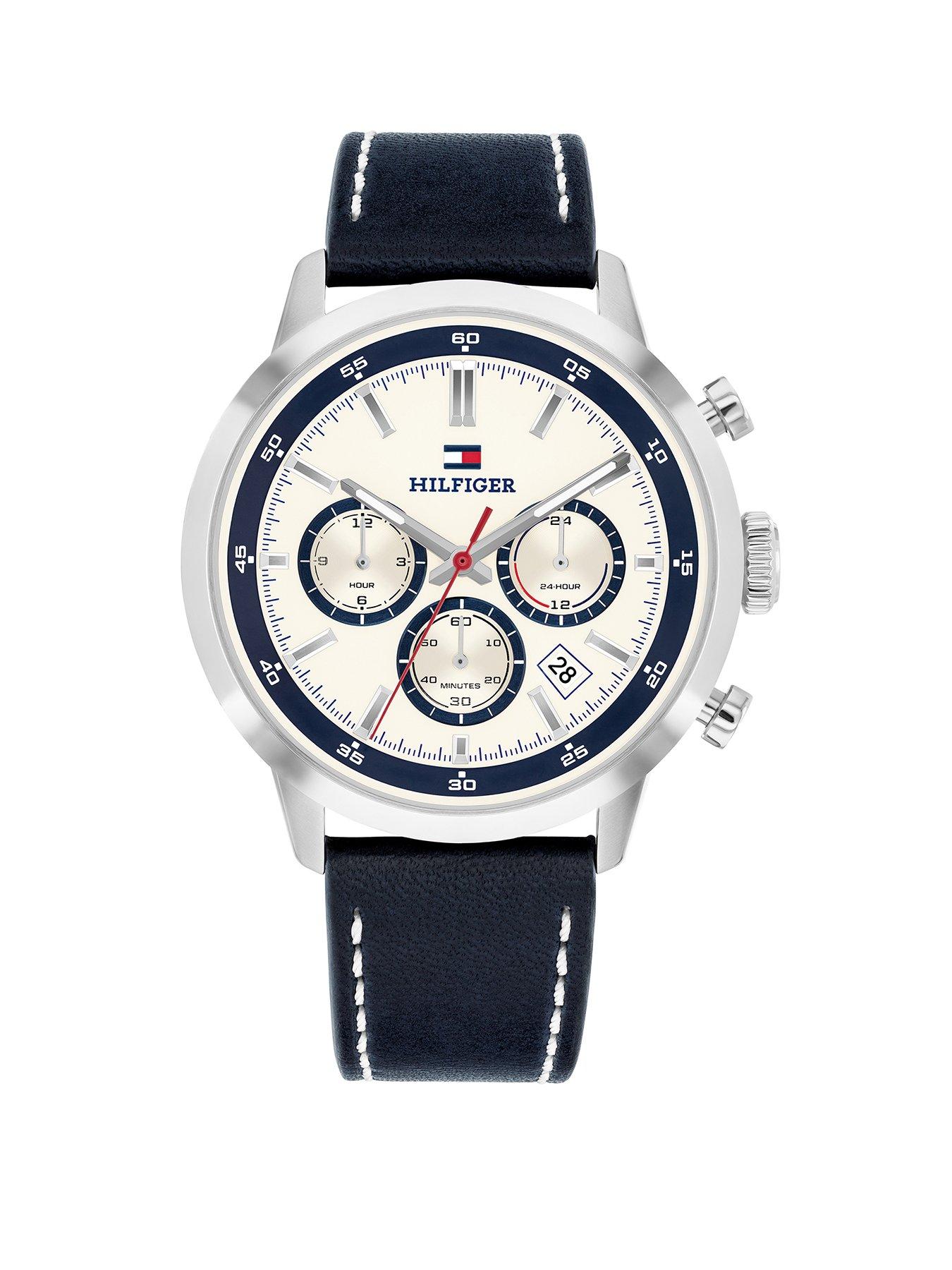 Tommy Hilfiger Tommy Hilfiger Mens Blue Leather Strap Watch