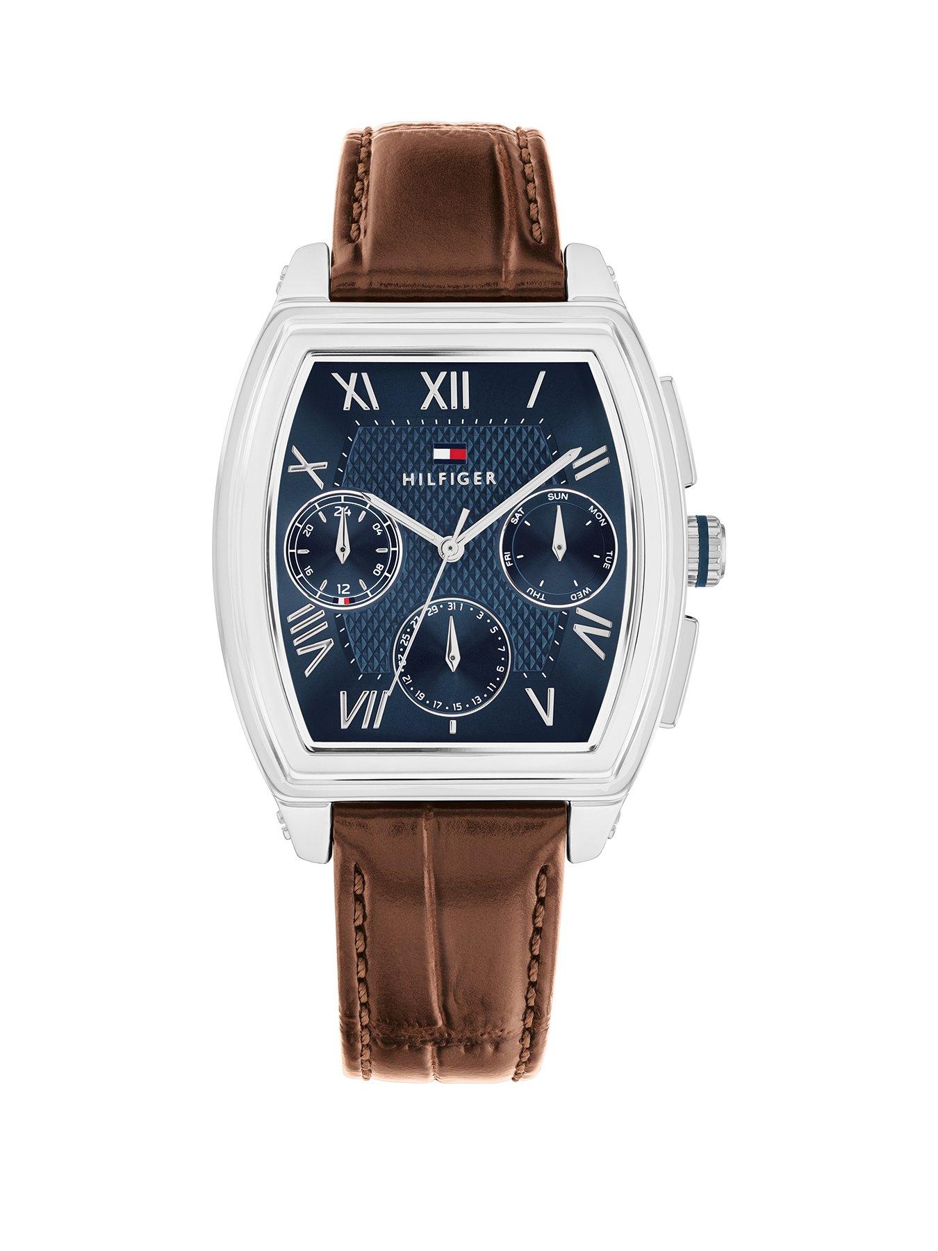 Image 1 of 7 of Tommy Hilfiger Mens Brown Leather Strap Watch