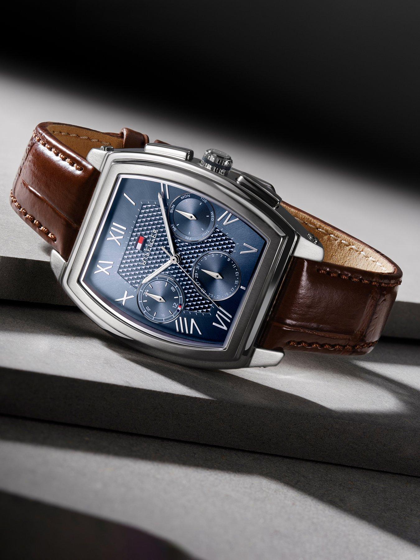Image 6 of 7 of Tommy Hilfiger Mens Brown Leather Strap Watch