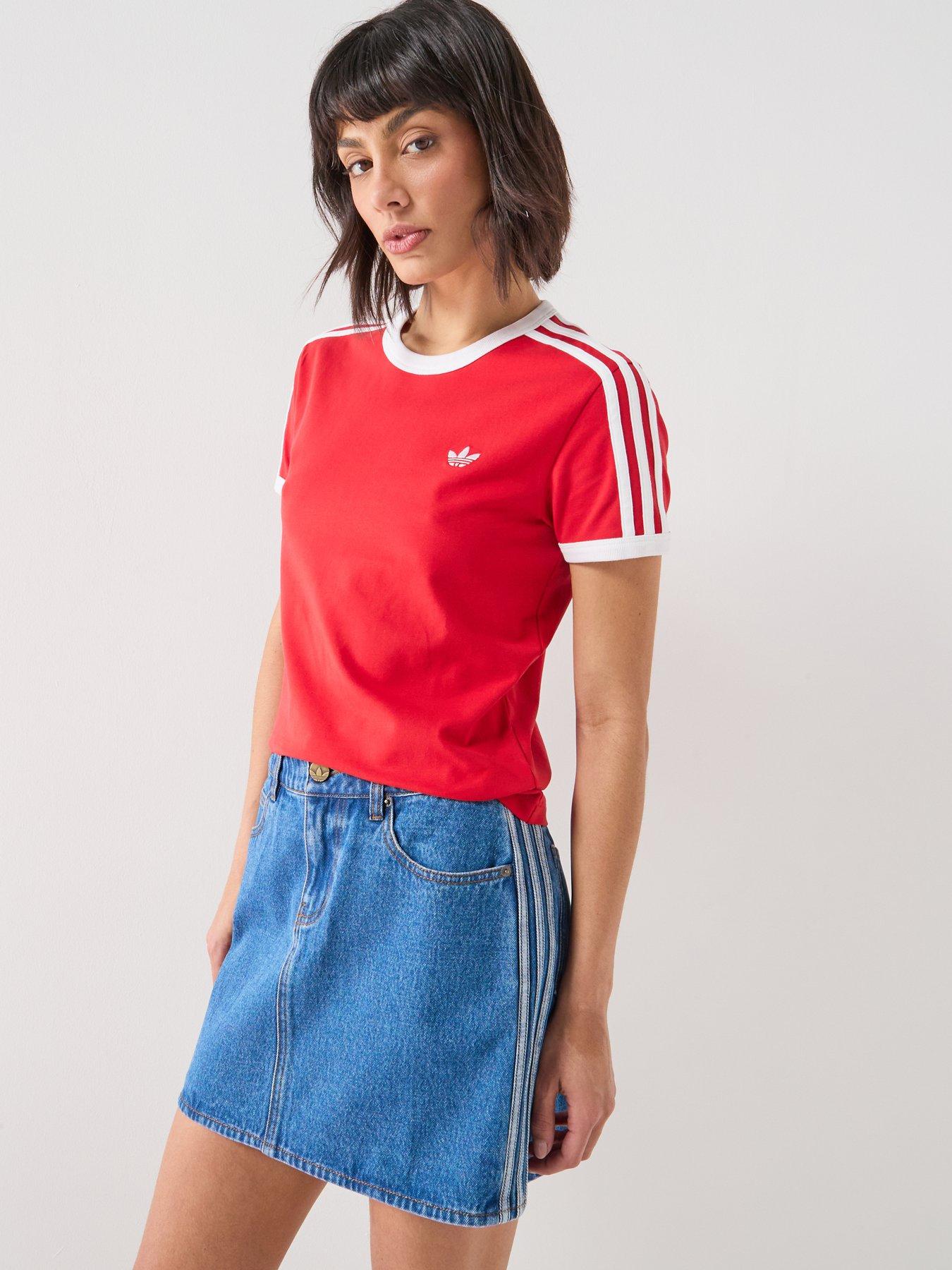 adidas Originals Women's 3 Stripes Slim Tee - Red