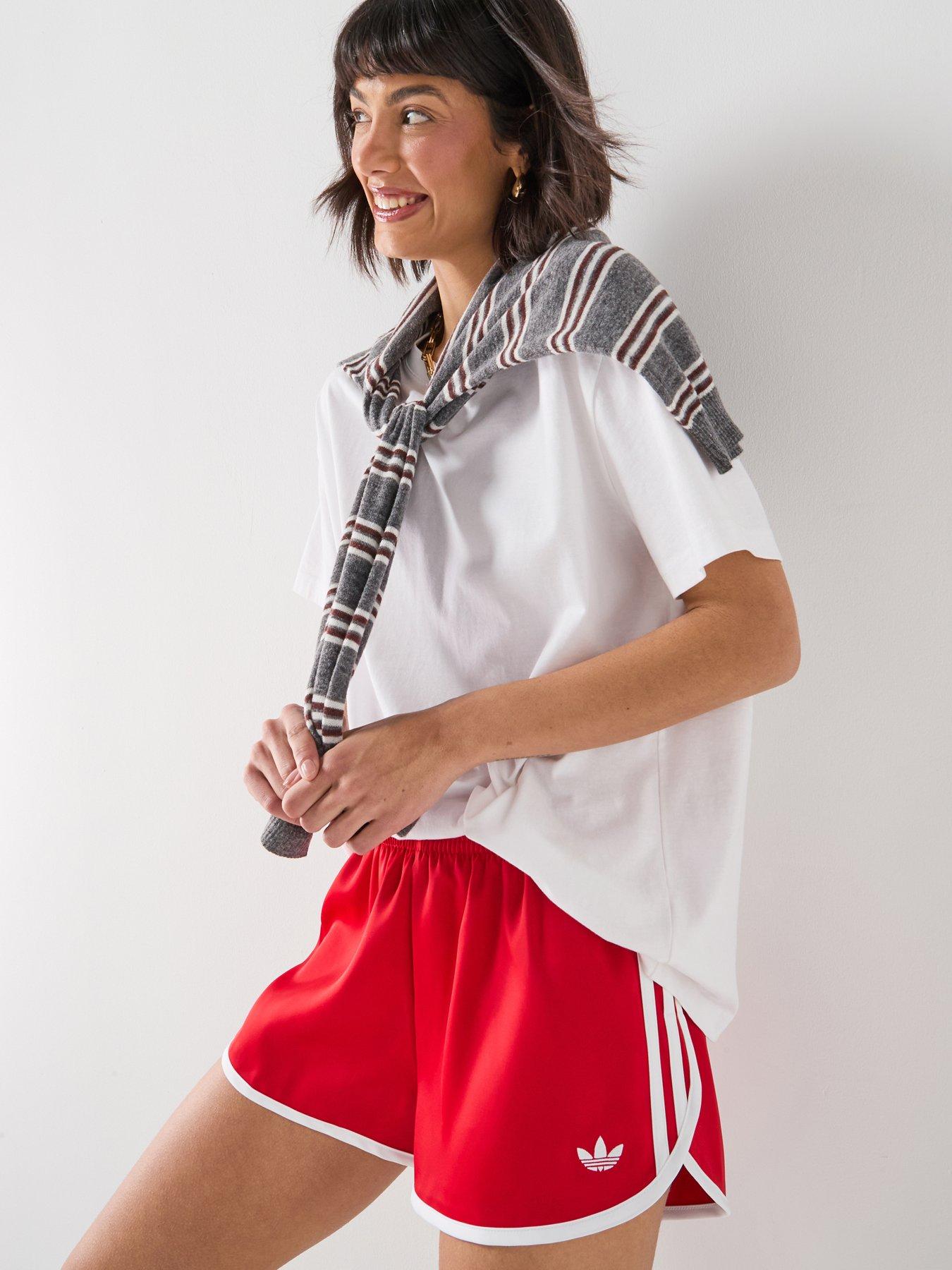 Image 1 of 6 of adidas Originals Women's 3 Stripes Sprinter Shorts - Red
