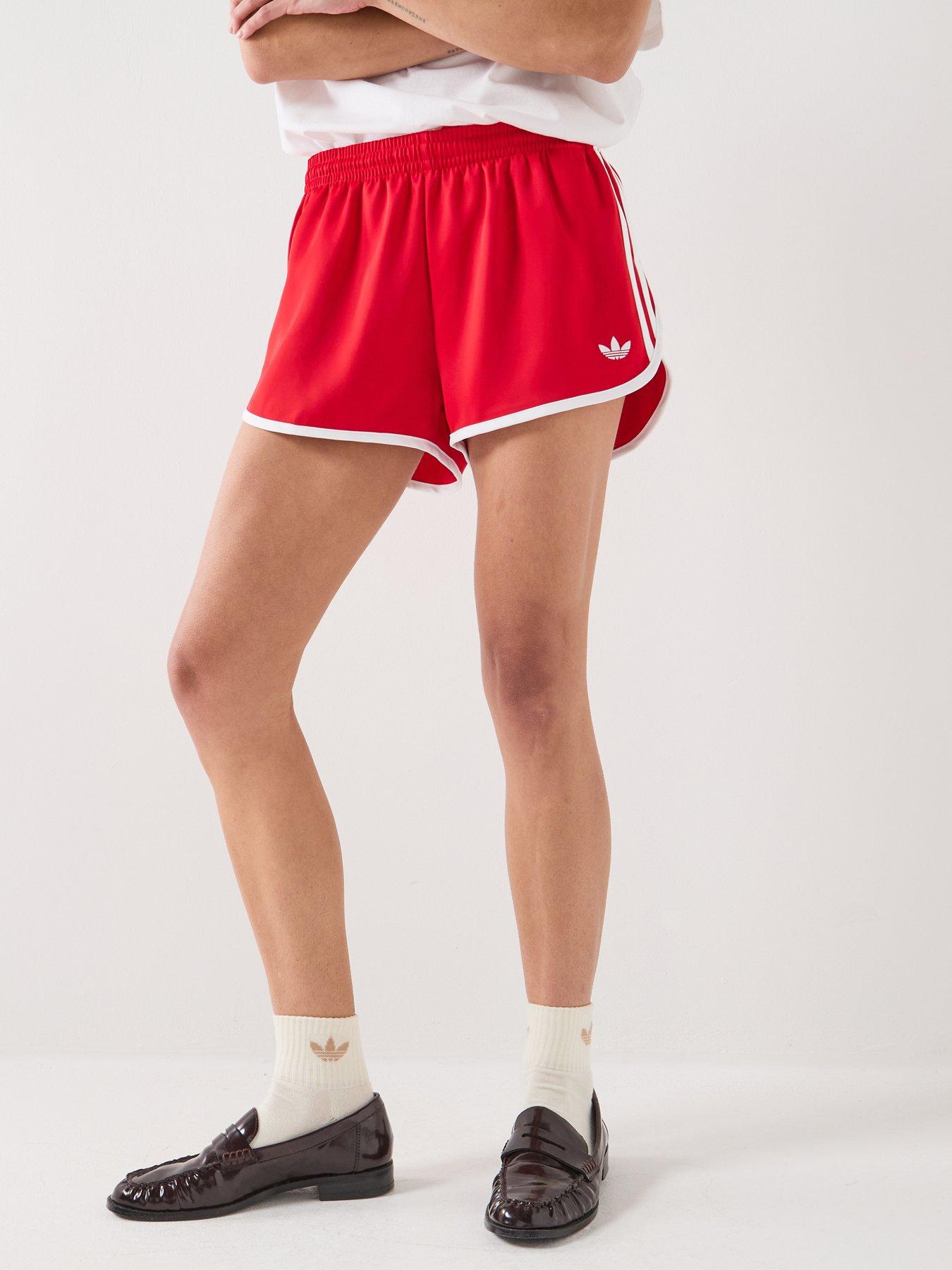 Image 3 of 6 of adidas Originals Women's 3 Stripes Sprinter Shorts - Red