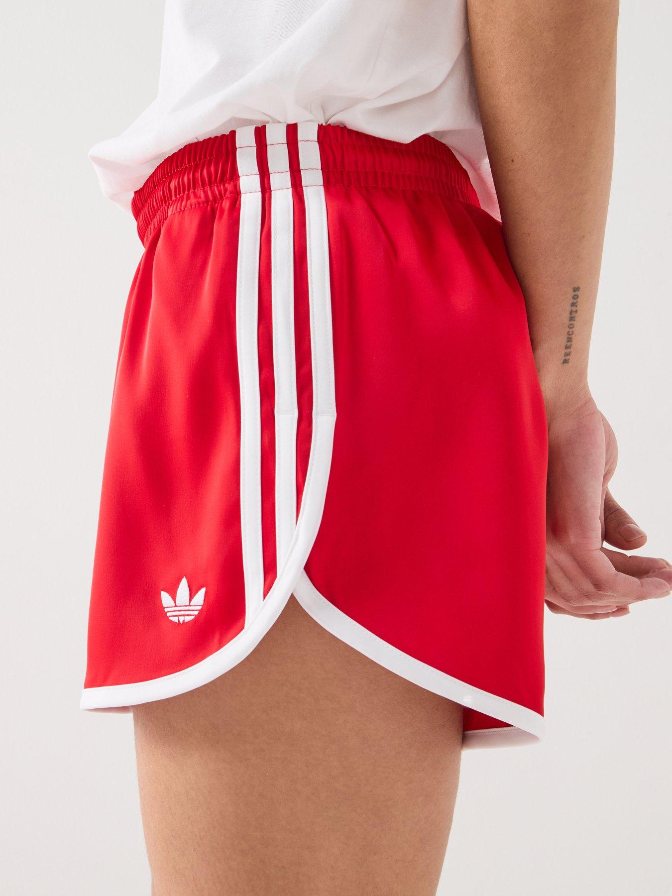 Image 4 of 6 of adidas Originals Women's 3 Stripes Sprinter Shorts - Red