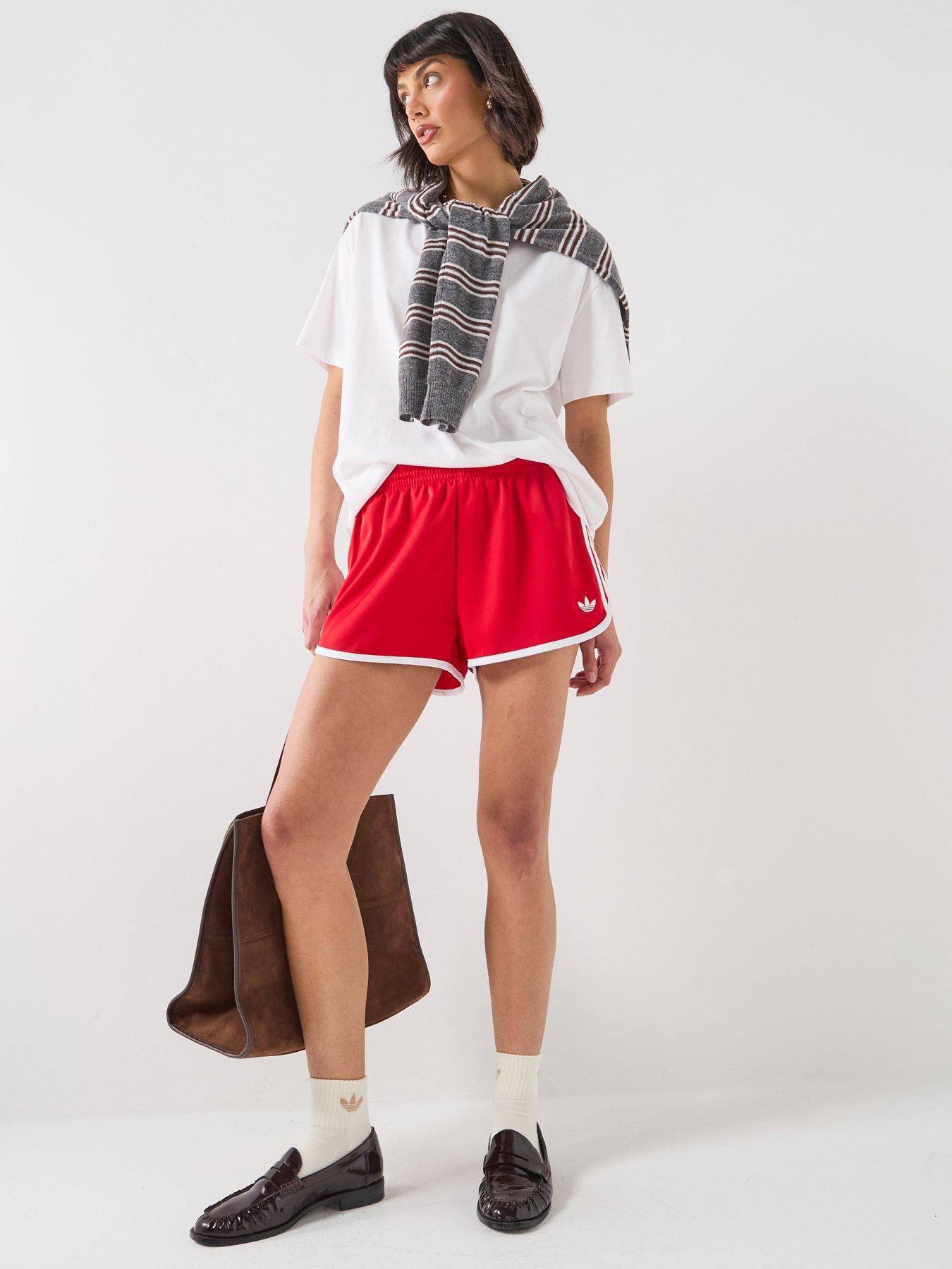 Image 5 of 6 of adidas Originals Women's 3 Stripes Sprinter Shorts - Red