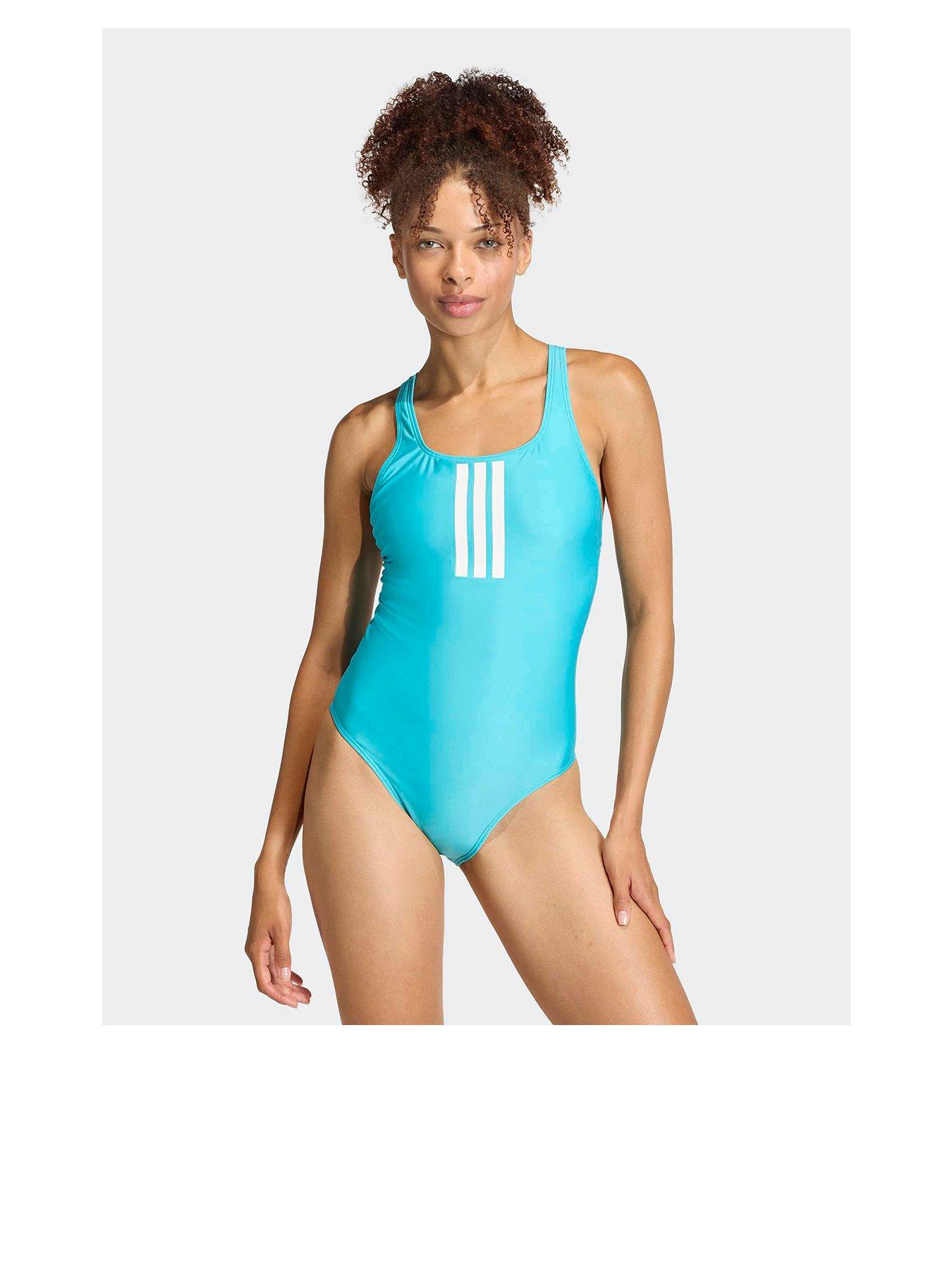 adidas Women's Swim 3-Stripe Swimsuit - Lucid Cyan