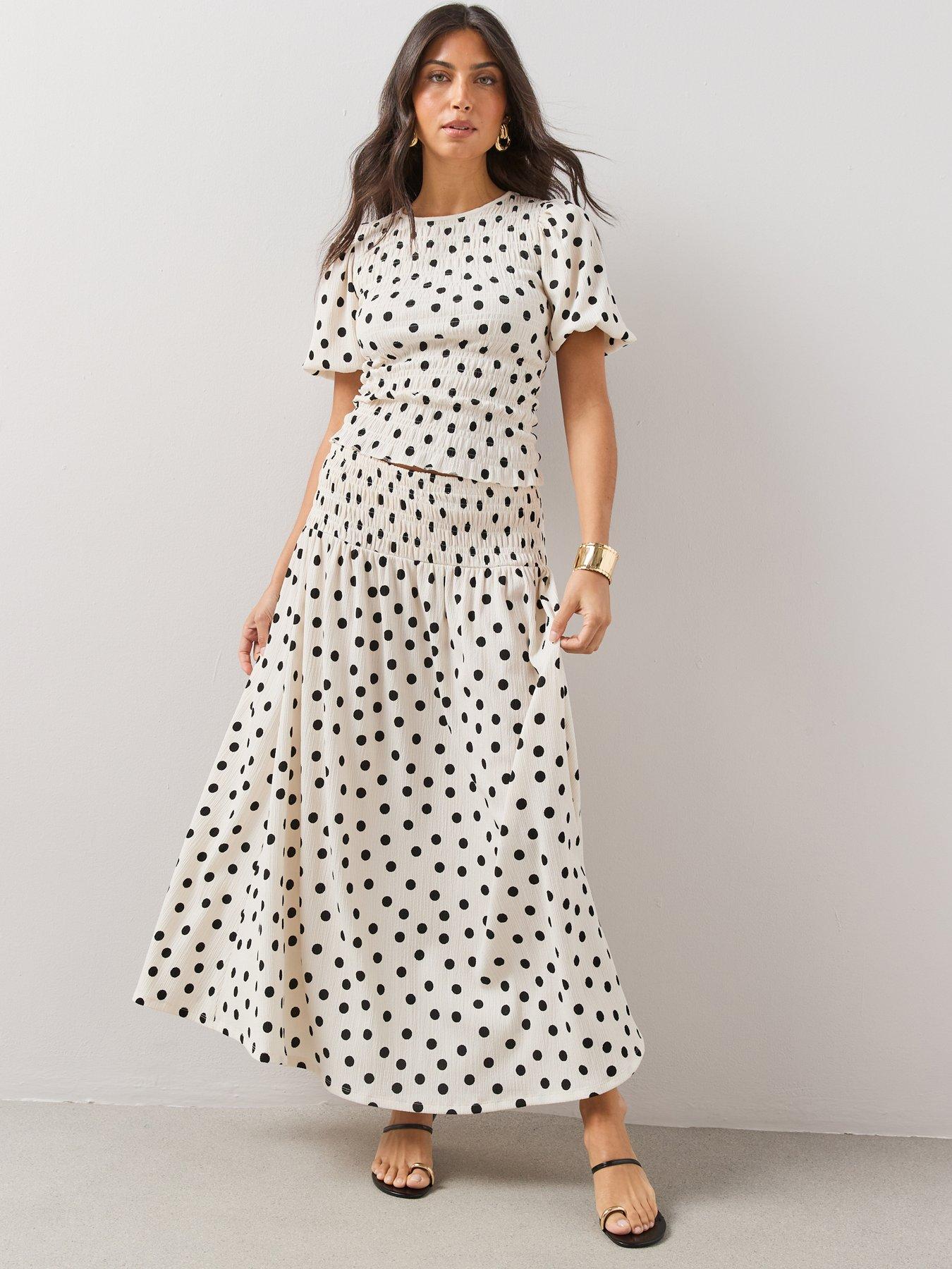 The Very Collection Spot Shirred Midaxi Co Ord Skirt - Multi