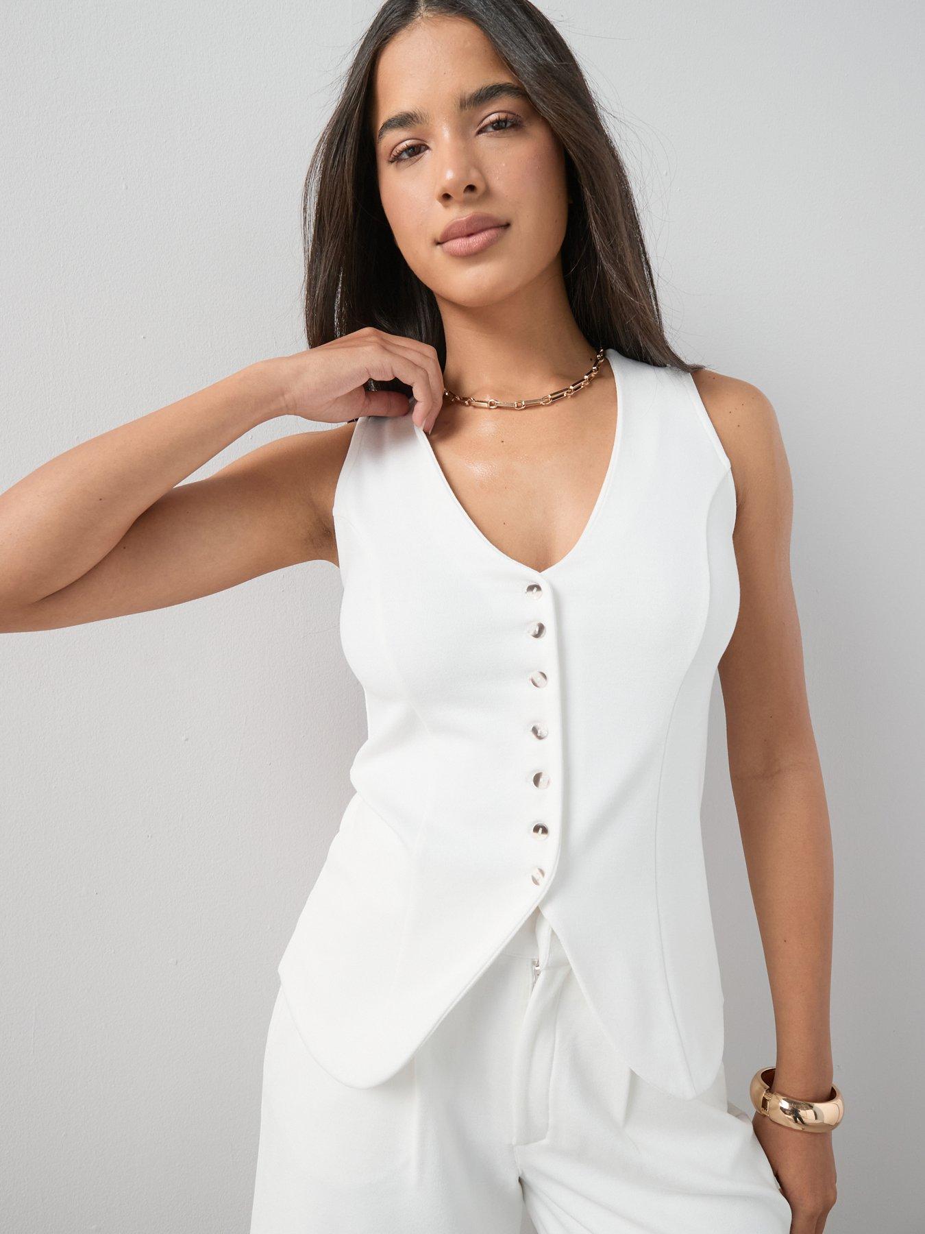 The Very Collection Longline Waistcoat - White