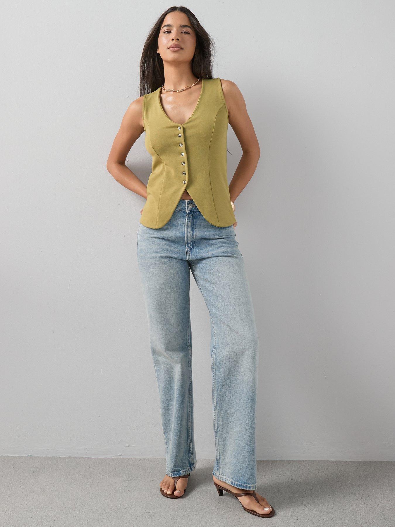 Image 6 of 7 of The Very Collection Longline Waistcoat - Green