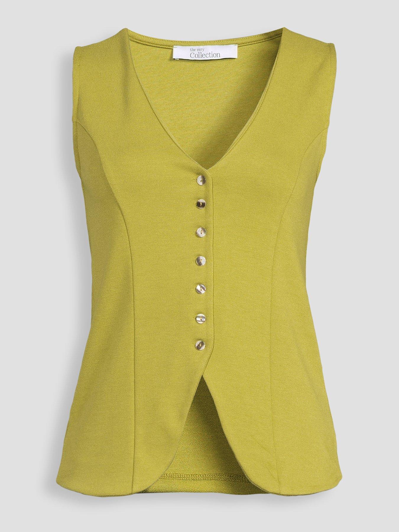 Image 7 of 7 of The Very Collection Longline Waistcoat - Green