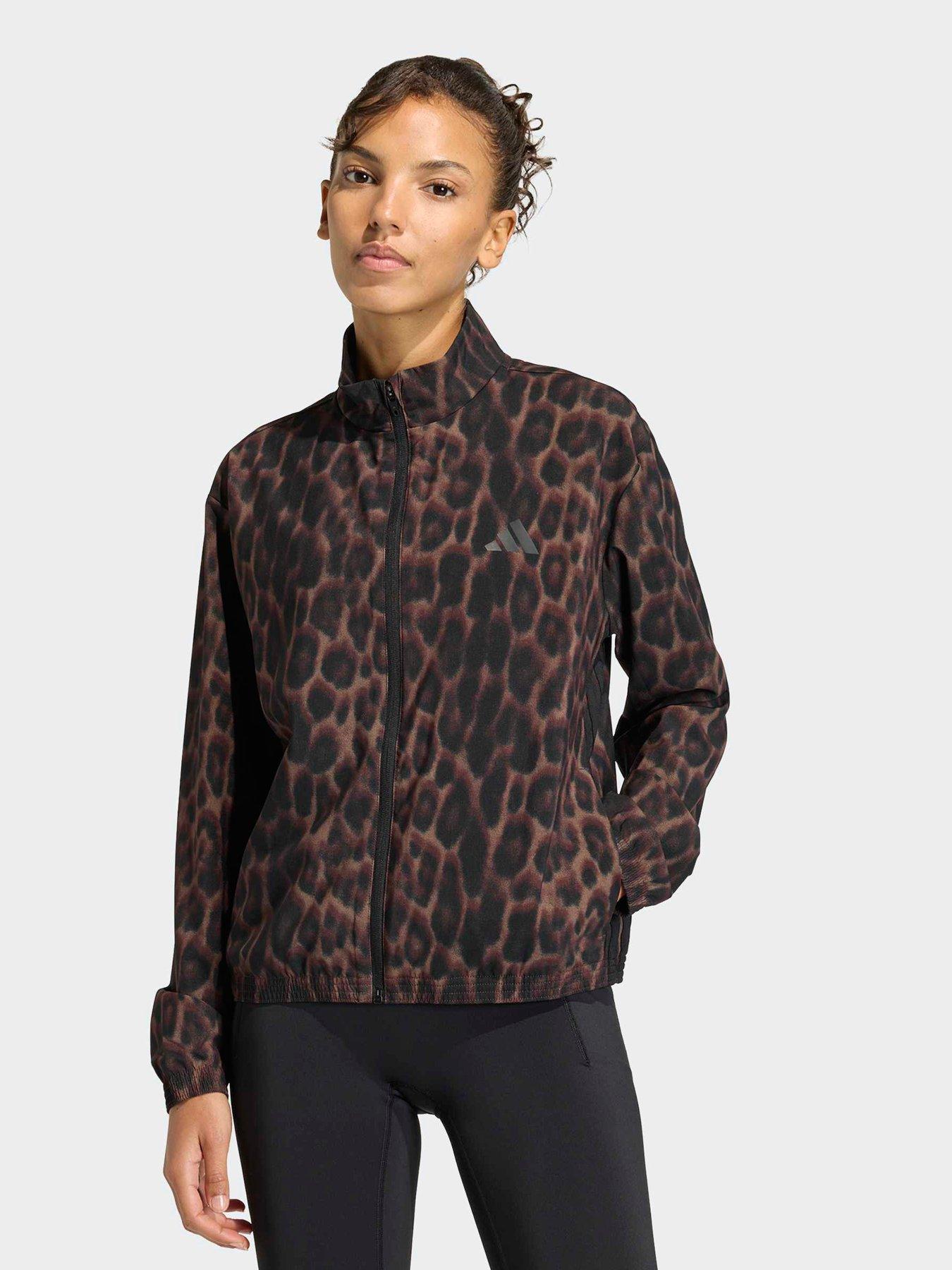 adidas Women's Training 3 Stripe Printed Jacket - Brown