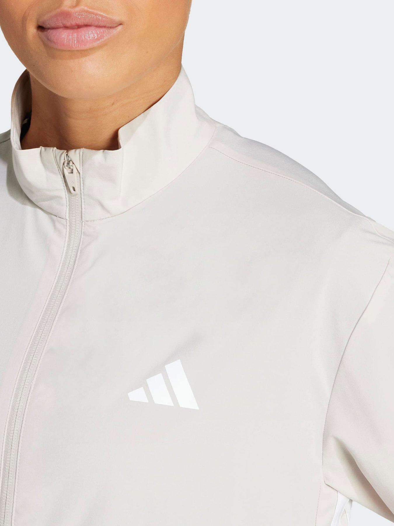Image 4 of 5 of adidas Womens Training 3 Stripe Woven Warm Up Jacket - Beige