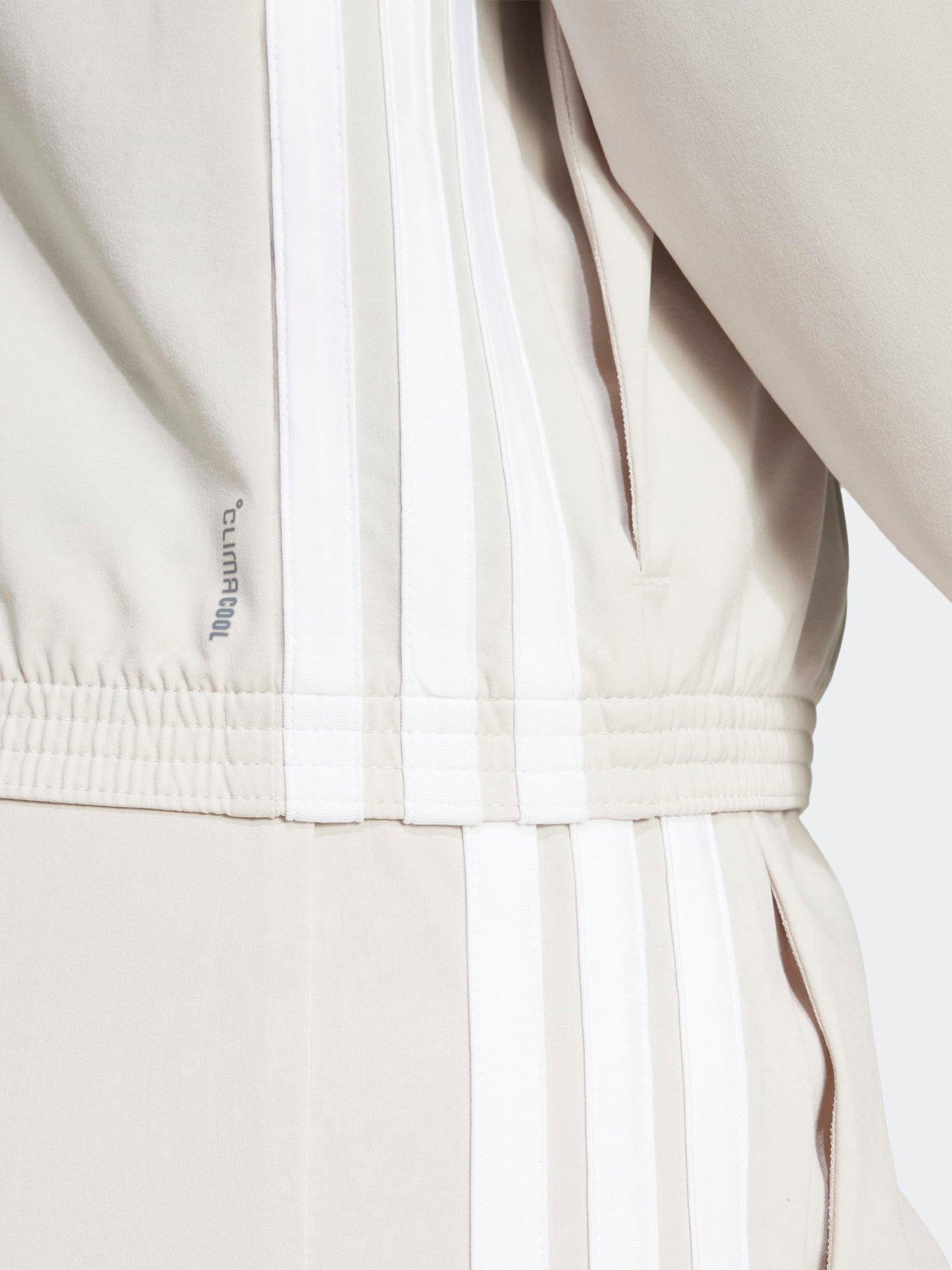 Image 5 of 5 of adidas Womens Training 3 Stripe Woven Warm Up Jacket - Beige