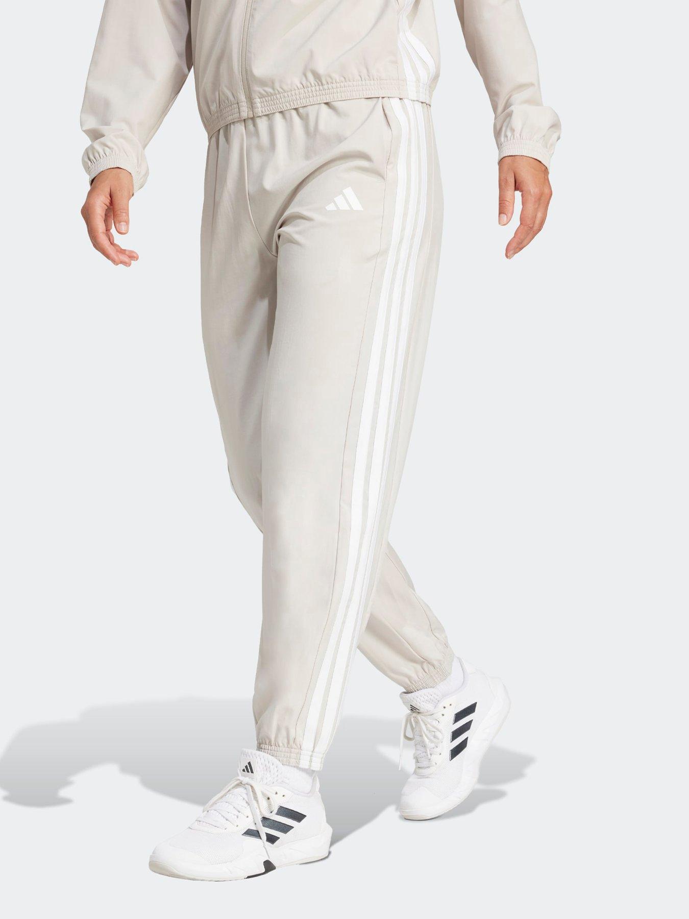 Image 1 of 5 of adidas Womens Training 3 Stripe Woven Joggers - Beige