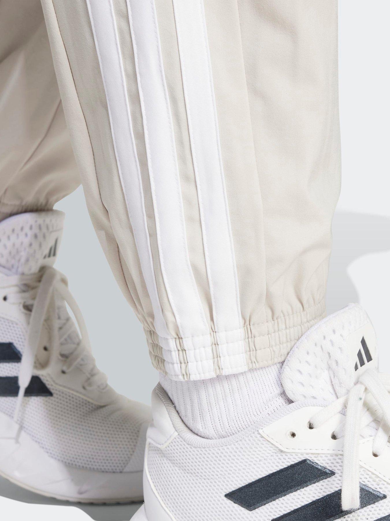 Image 4 of 5 of adidas Womens Training 3 Stripe Woven Joggers - Beige