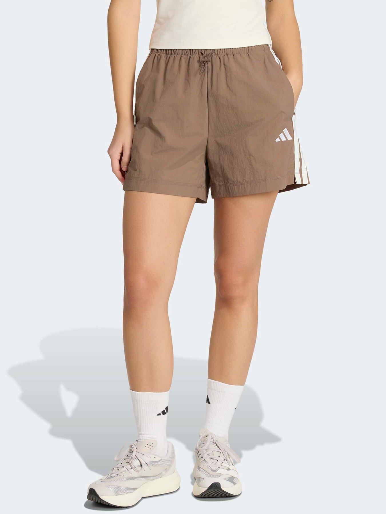 adidas Sportswear Women's Woven 3-Stripe Shorts - Brown