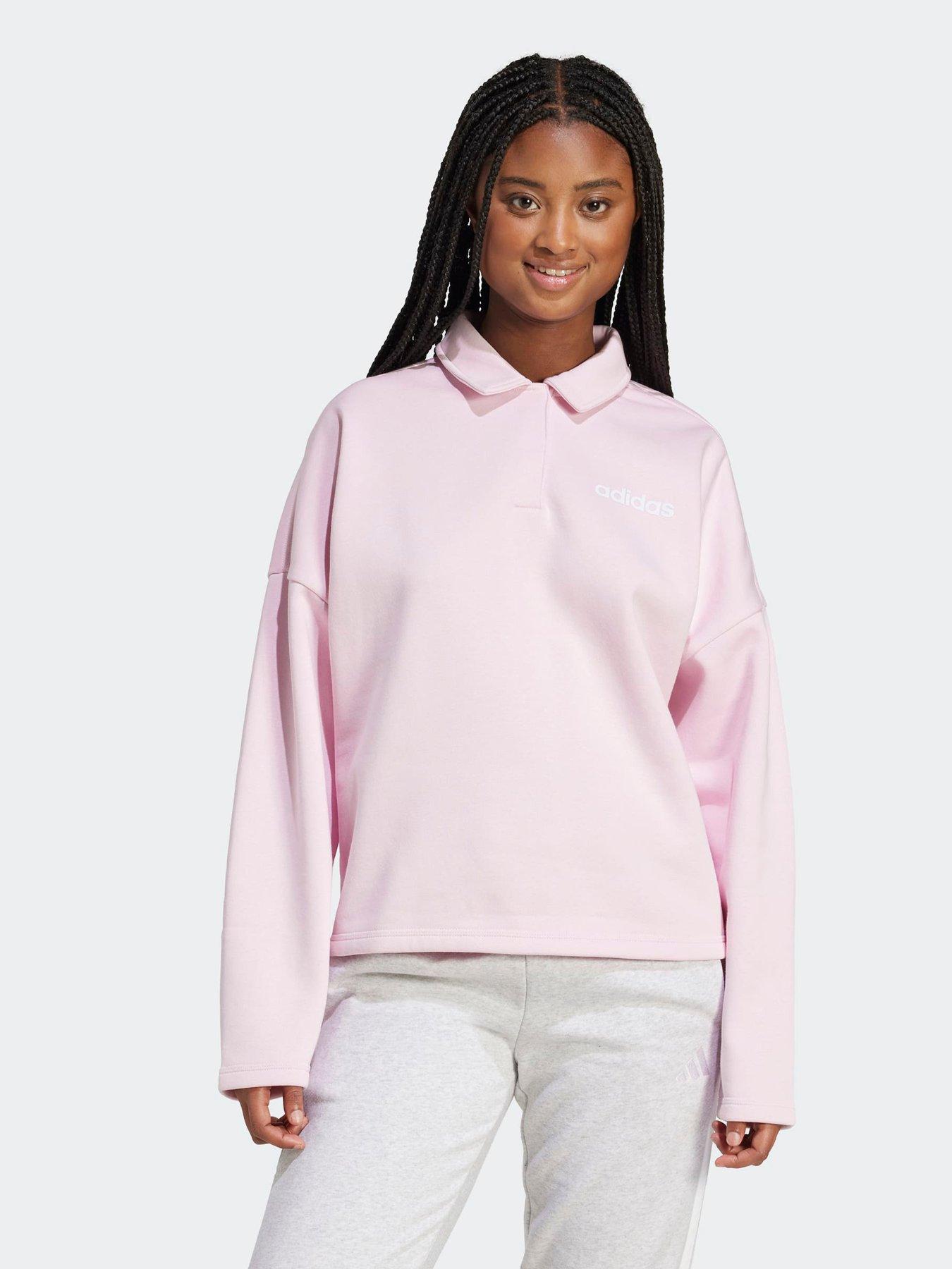 adidas Sportswear Women's Essentials Linear Fleece Polo Sweatshirt - Pink