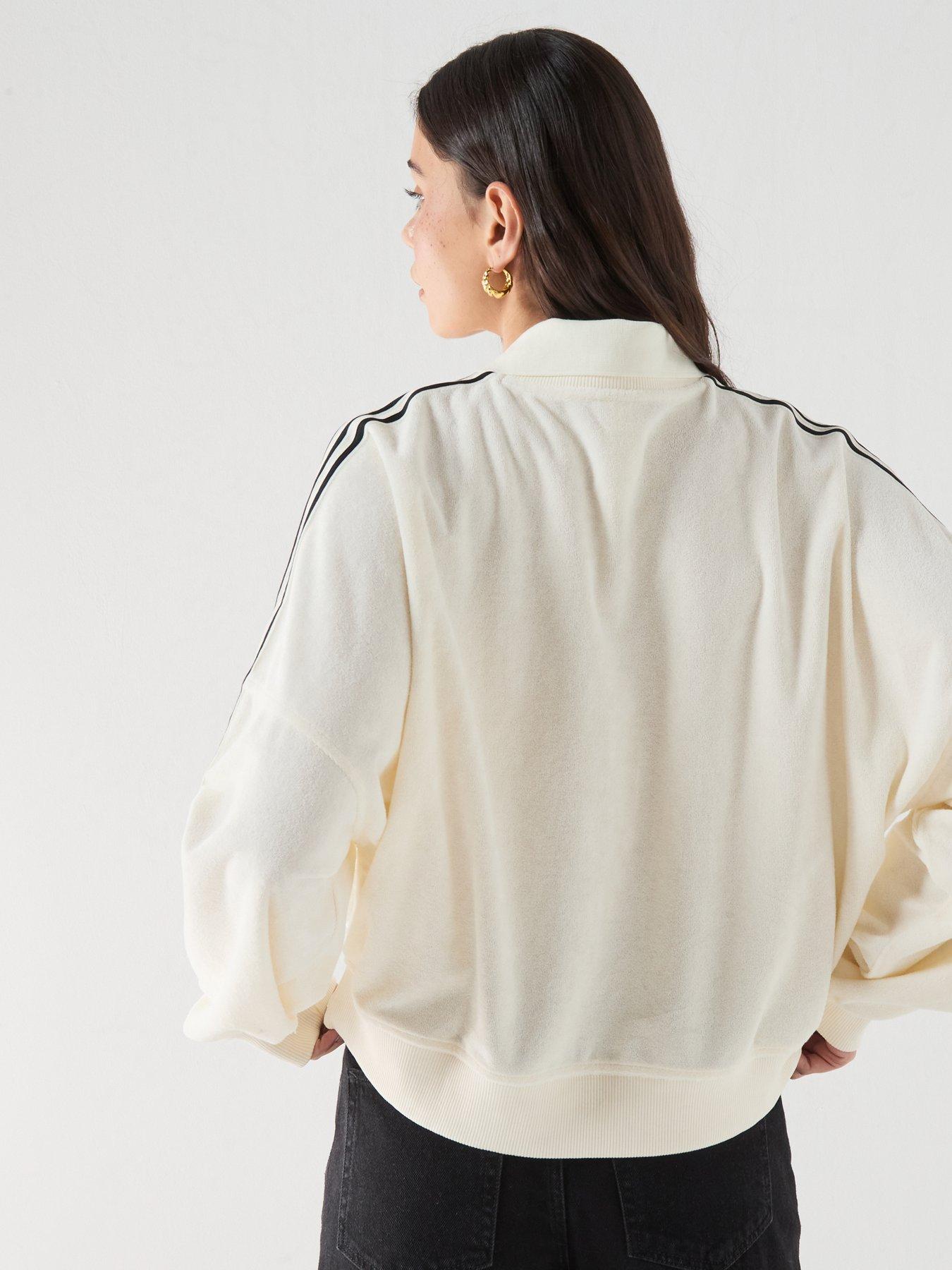 Image 2 of 6 of adidas Originals Women's Terry Towel V Neck Long Sleeves - White