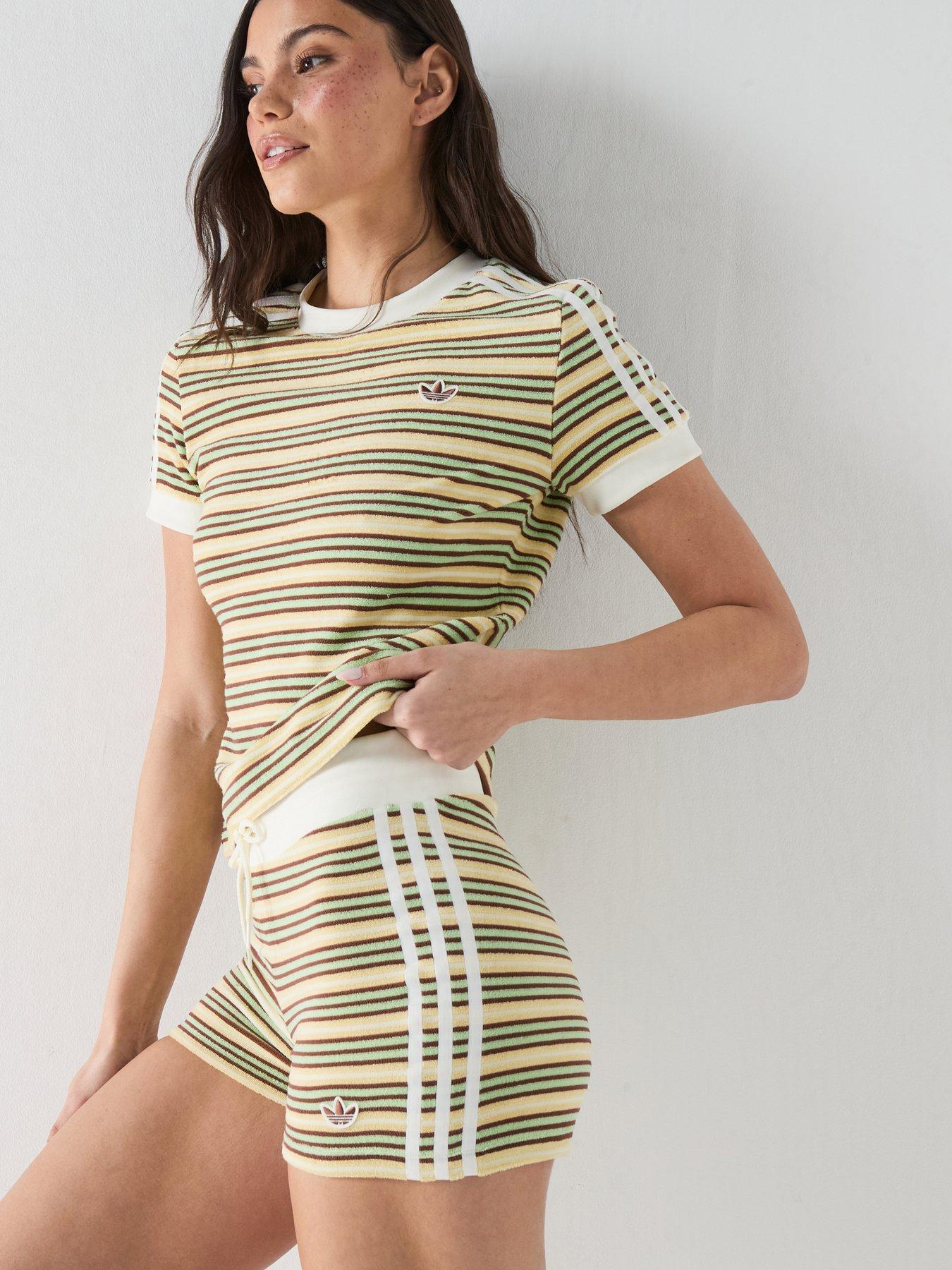 adidas Originals Womens Striped Shorts - Yellow