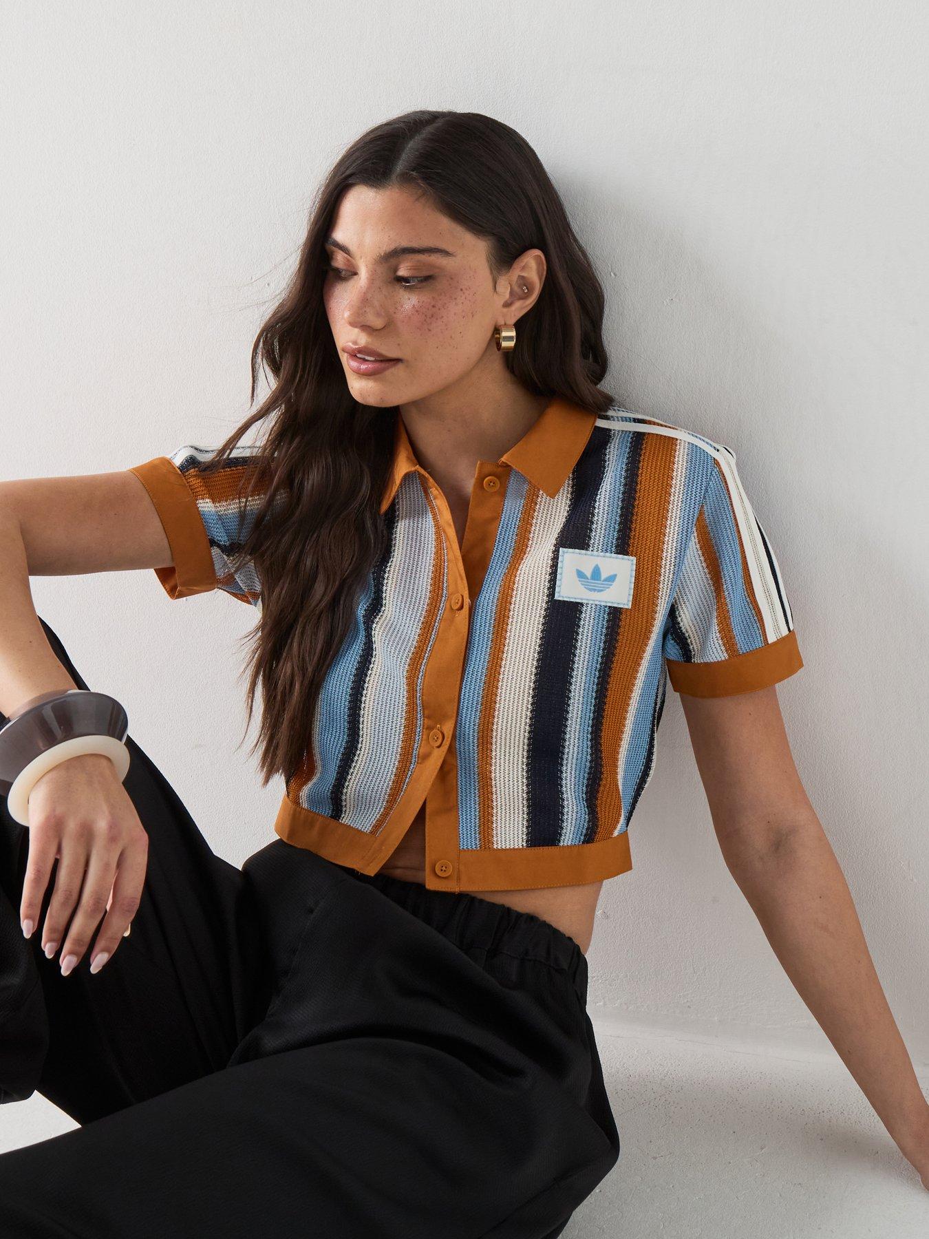 adidas Originals Women's Cropped Polo Top - Orange