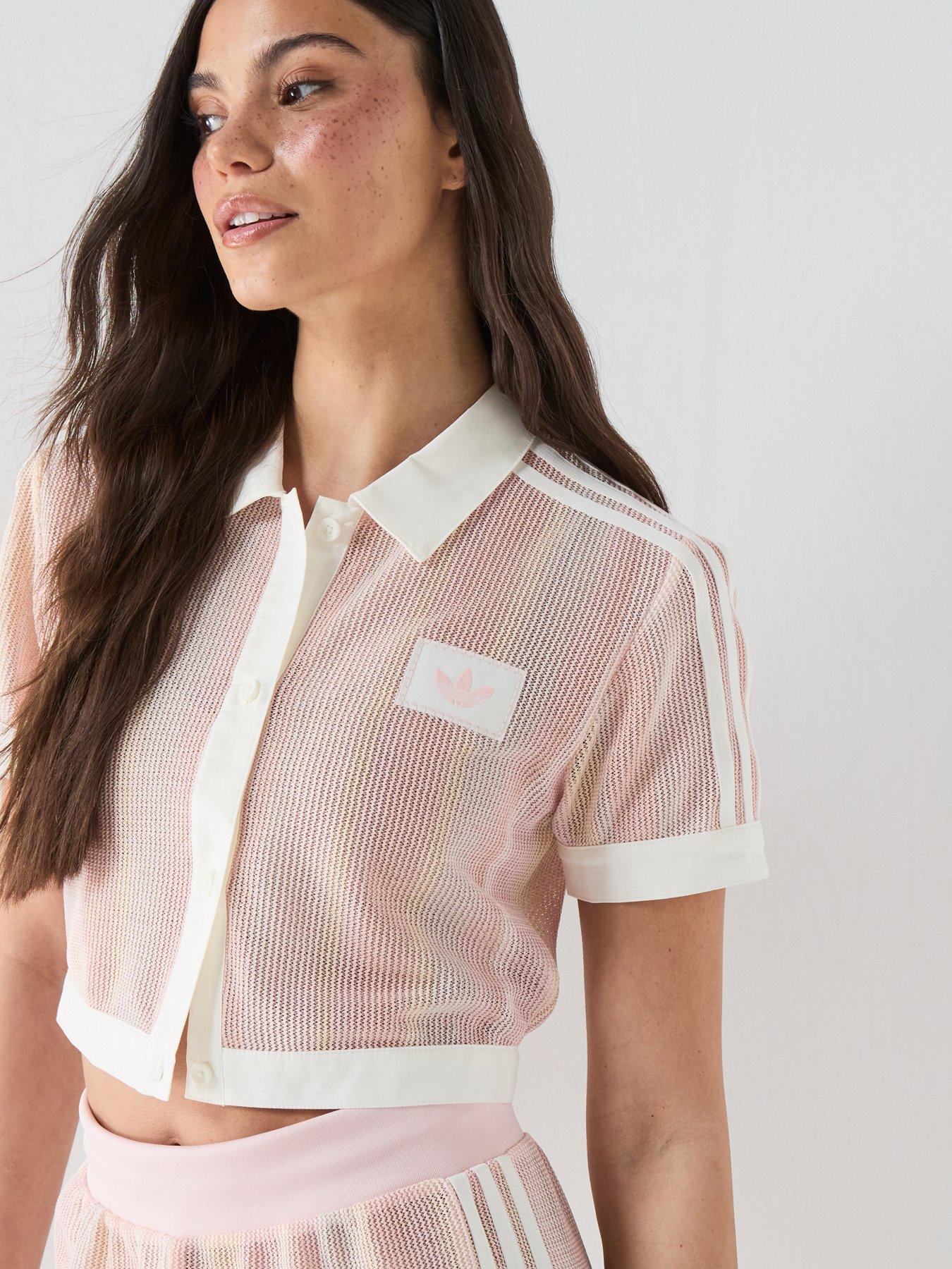 Image 5 of 6 of adidas Originals Women's Cropped Polo Top - Pink