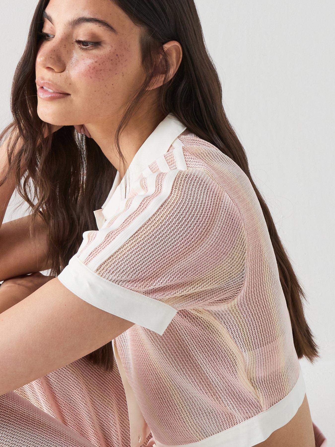 Image 6 of 6 of adidas Originals Women's Cropped Polo Top - Pink