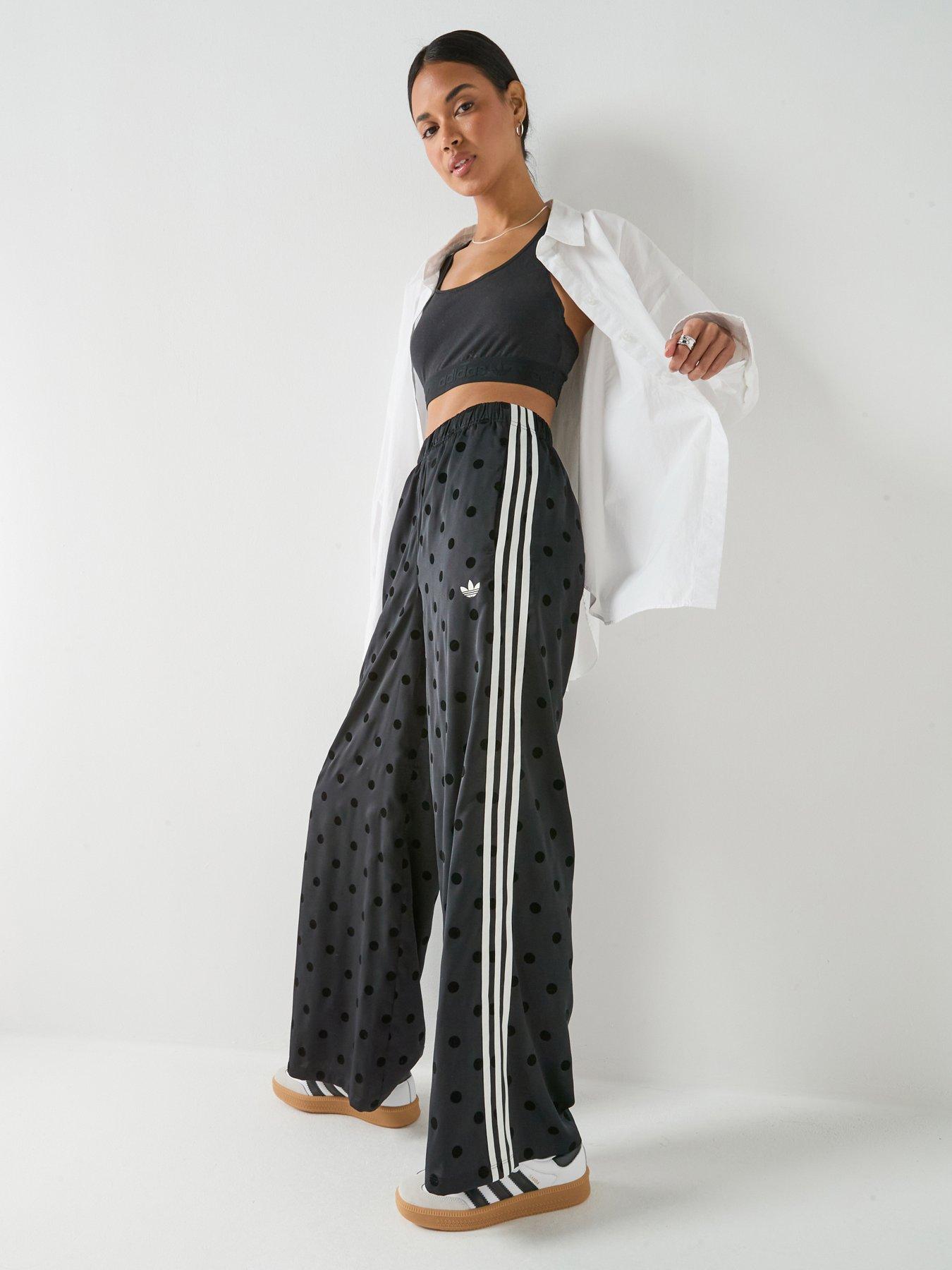 adidas Originals Womens Wide Leg Pants Polka Dot - Black