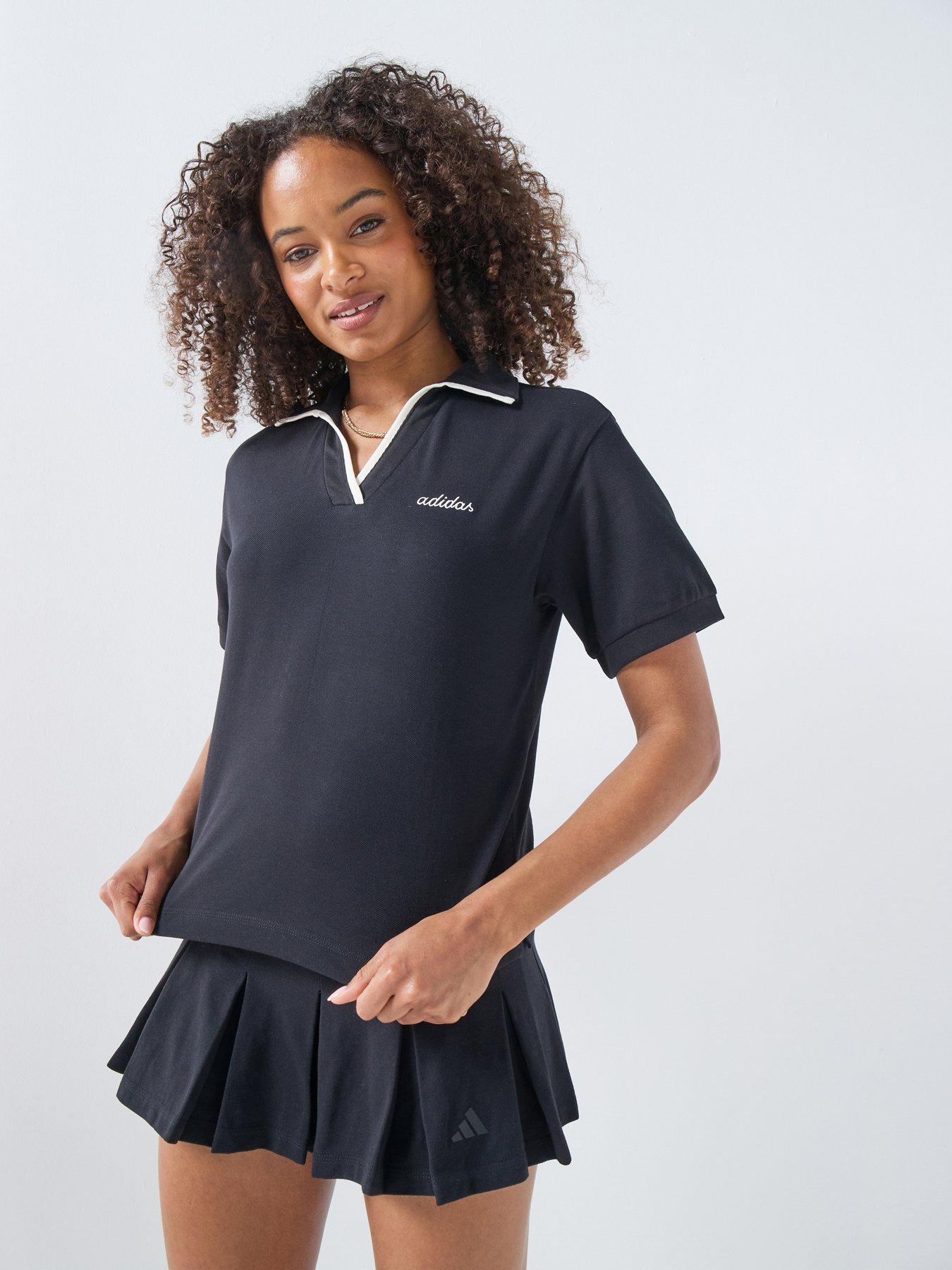 adidas Sportswear Women's Seasonal Essentials Colorpop Polo With Embroidered Graphic - Black