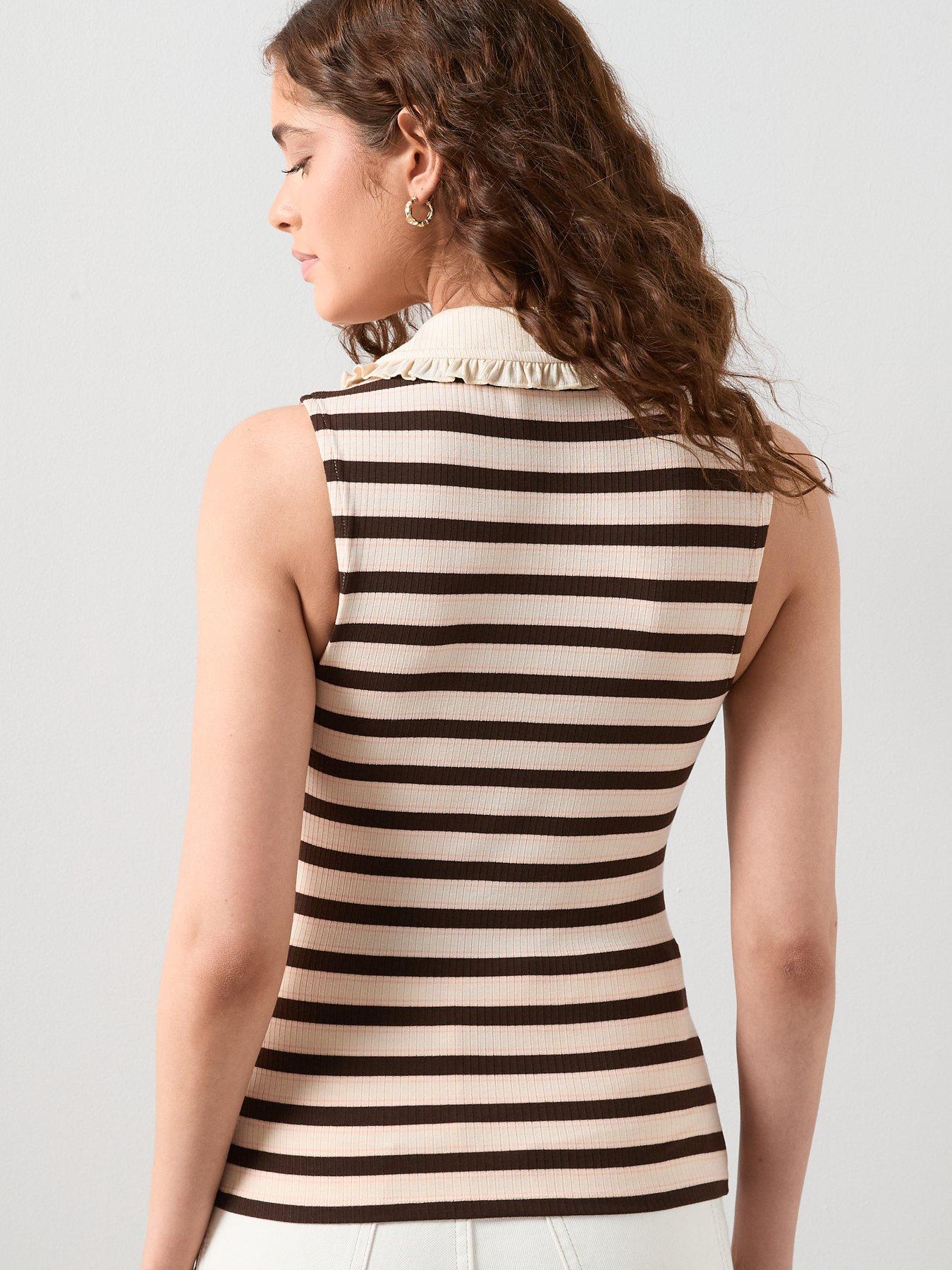 Image 2 of 7 of The Very Collection Stripe Frill Collar Top - Multi