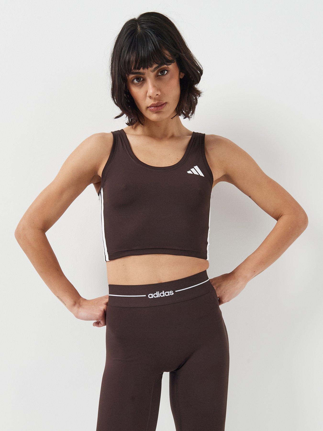 adidas-womens-training-workout-essentials-tank-brownfront