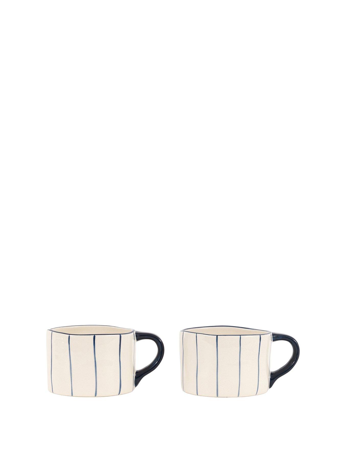 Image 2 of 4 of Gallery Direct Set Of 4 Organic Blue Stripe Mugs