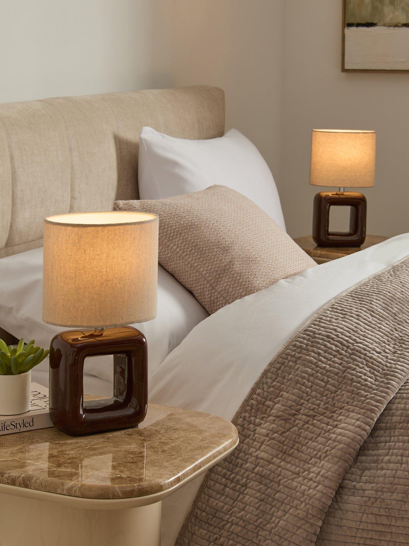 Michelle Keegan Home Set Of 2 Square Cut-out Table Lamps - Brown