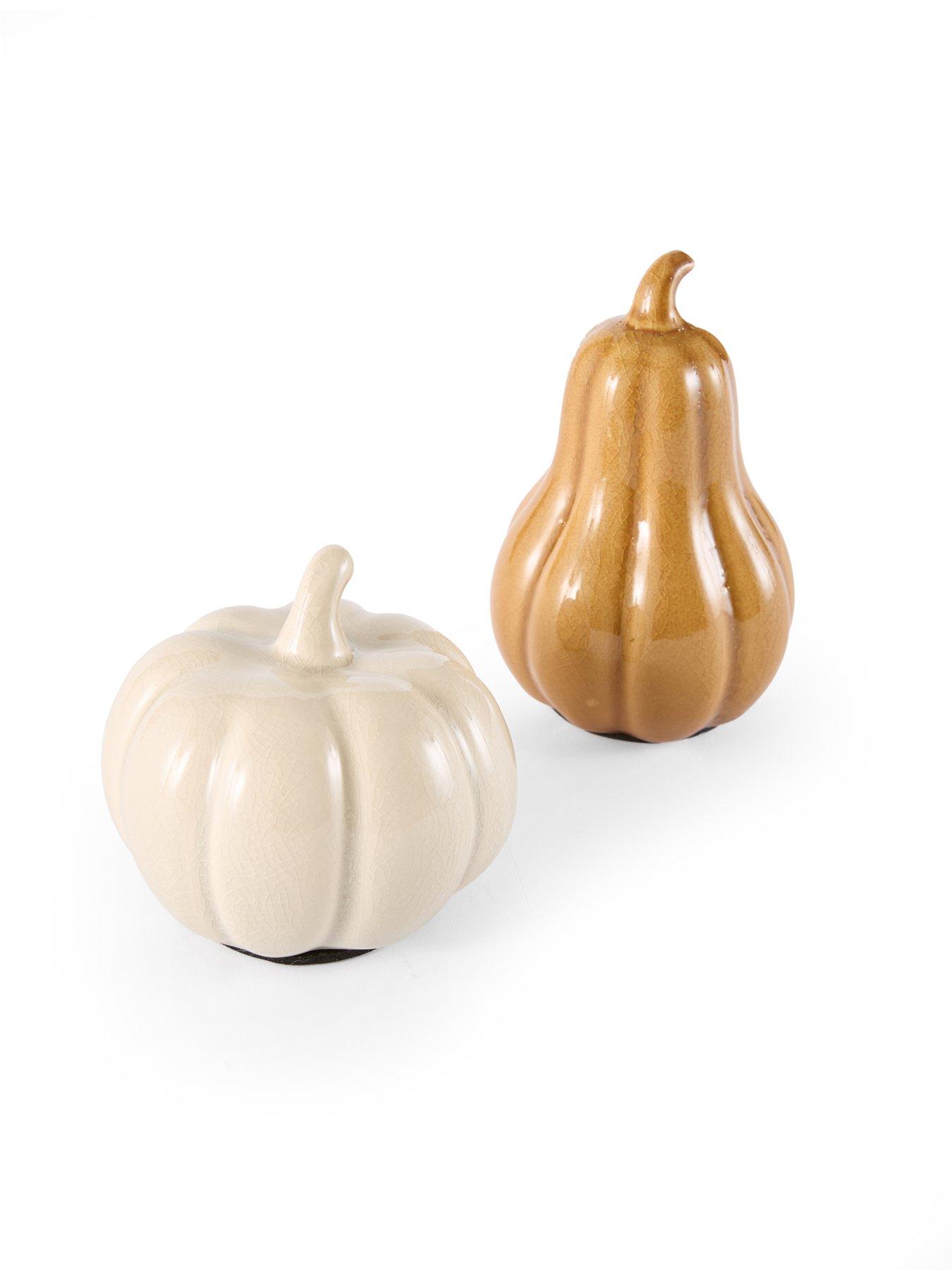 Image 3 of 7 of The Very Collection Set Of 2 Ceramic Shaped Pumpkins