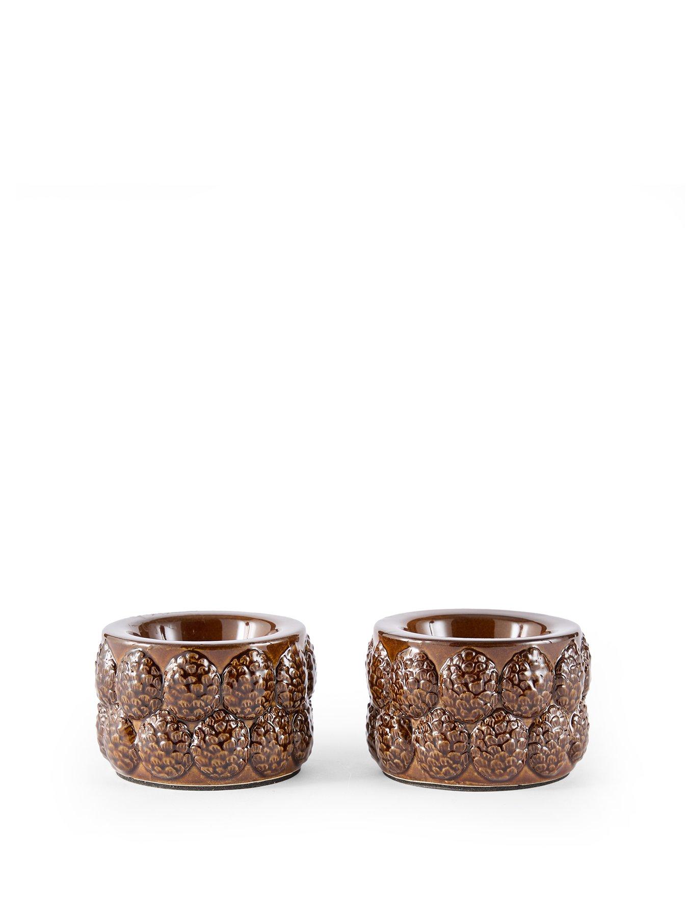 Image 2 of 7 of The Very Collection Set of 2&nbsp;Tealight Candle Holders With Pinecone Detail